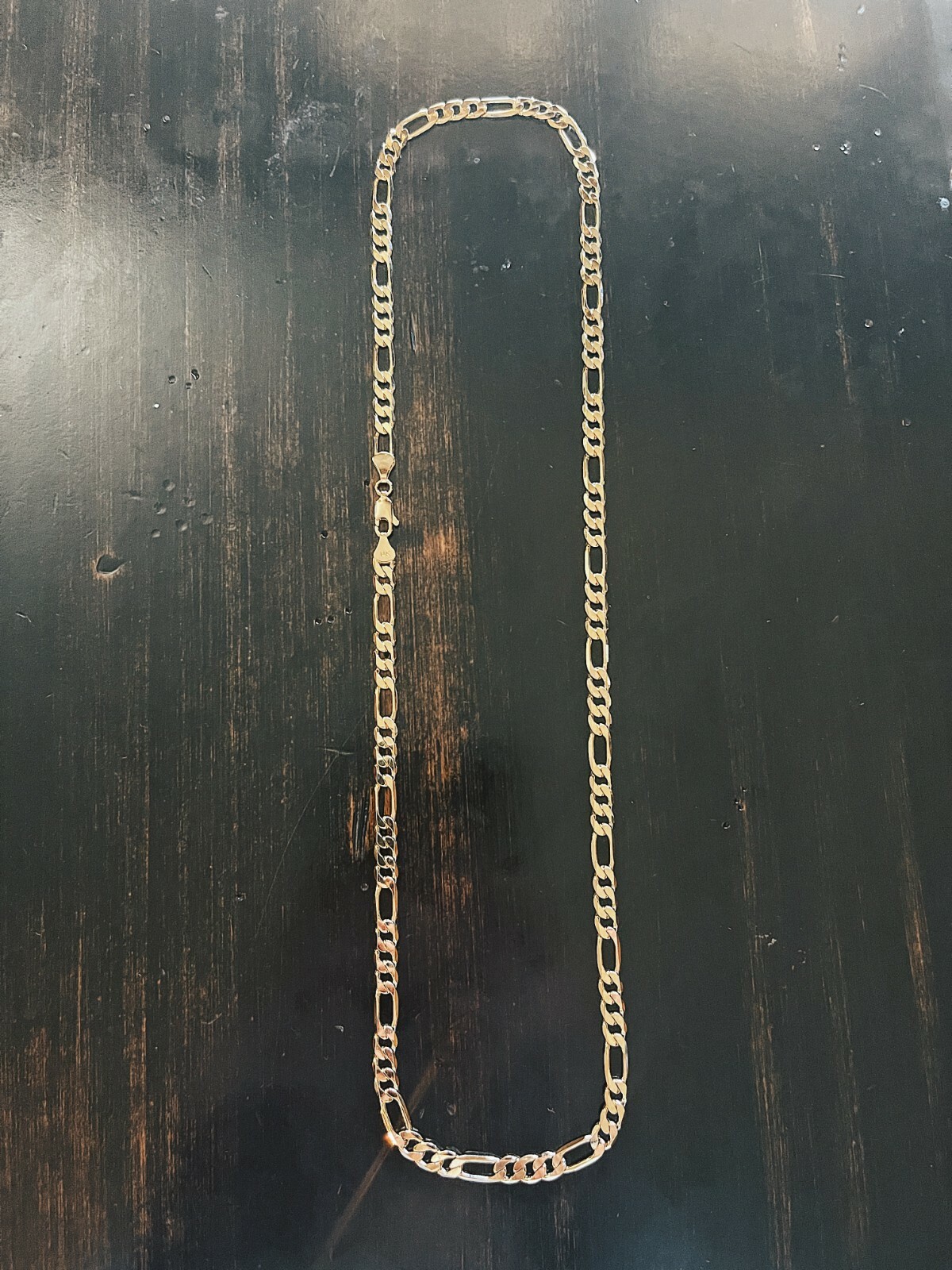 Men’s 14k Gold Stamped Figaro Chain 24 Inches ” 5mm Triple Plated Necklace
