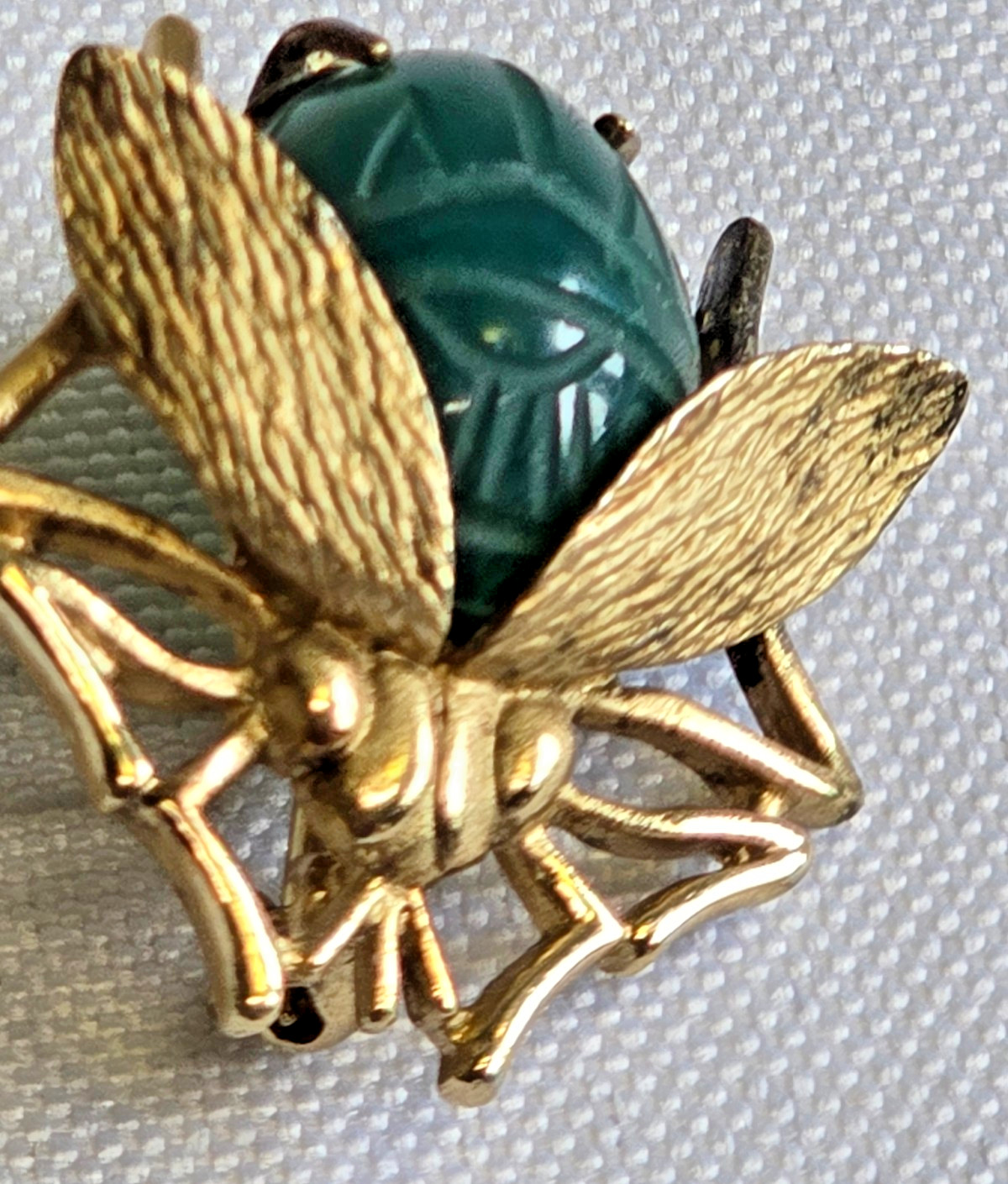 Vtg Sterling Silver Gold Vermeil Brooch 7.69g Fine Jewelry Jade Look Pin *READ*