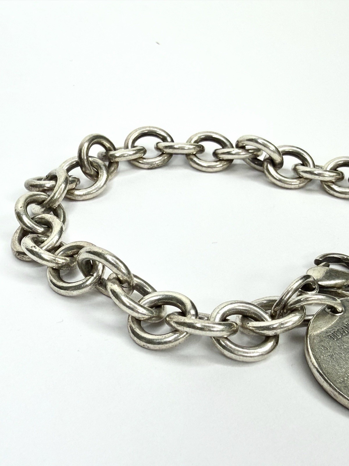 Tiffany & Co. Sterling Silver Circle Tag Chain Bracelet Personalized Monogram