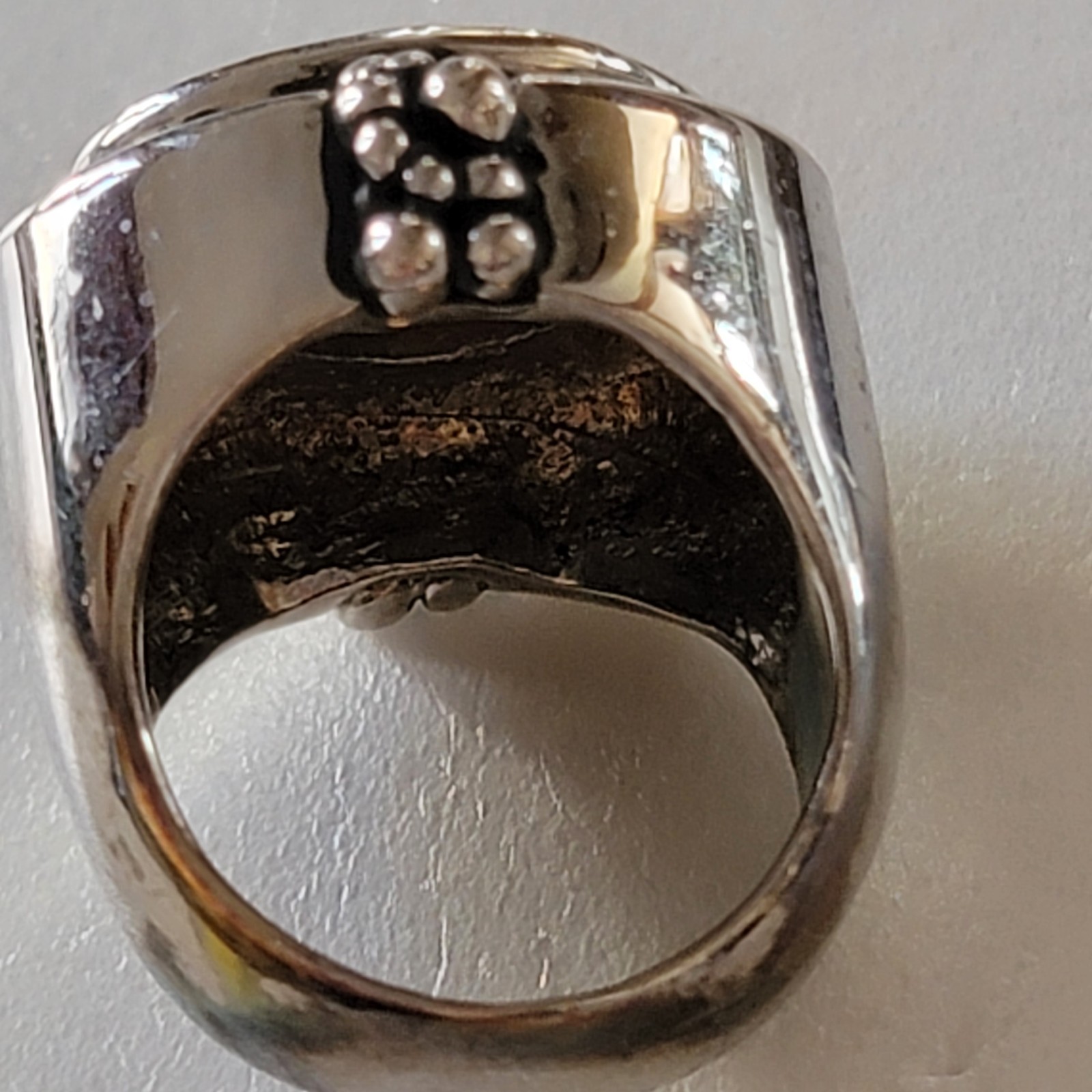 Cocktail Ring Faux Citrine Size 6.5 Silver Tone