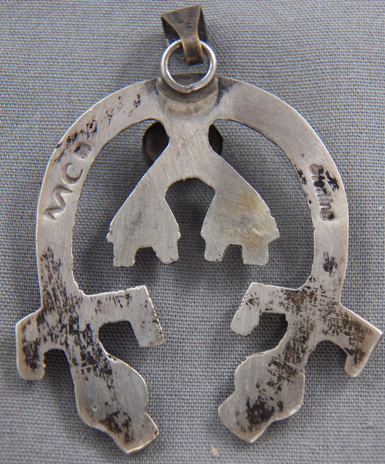 Small Vintage Signed Navajo Double Yei Naja, Sterling & Turquoise, Unique!!