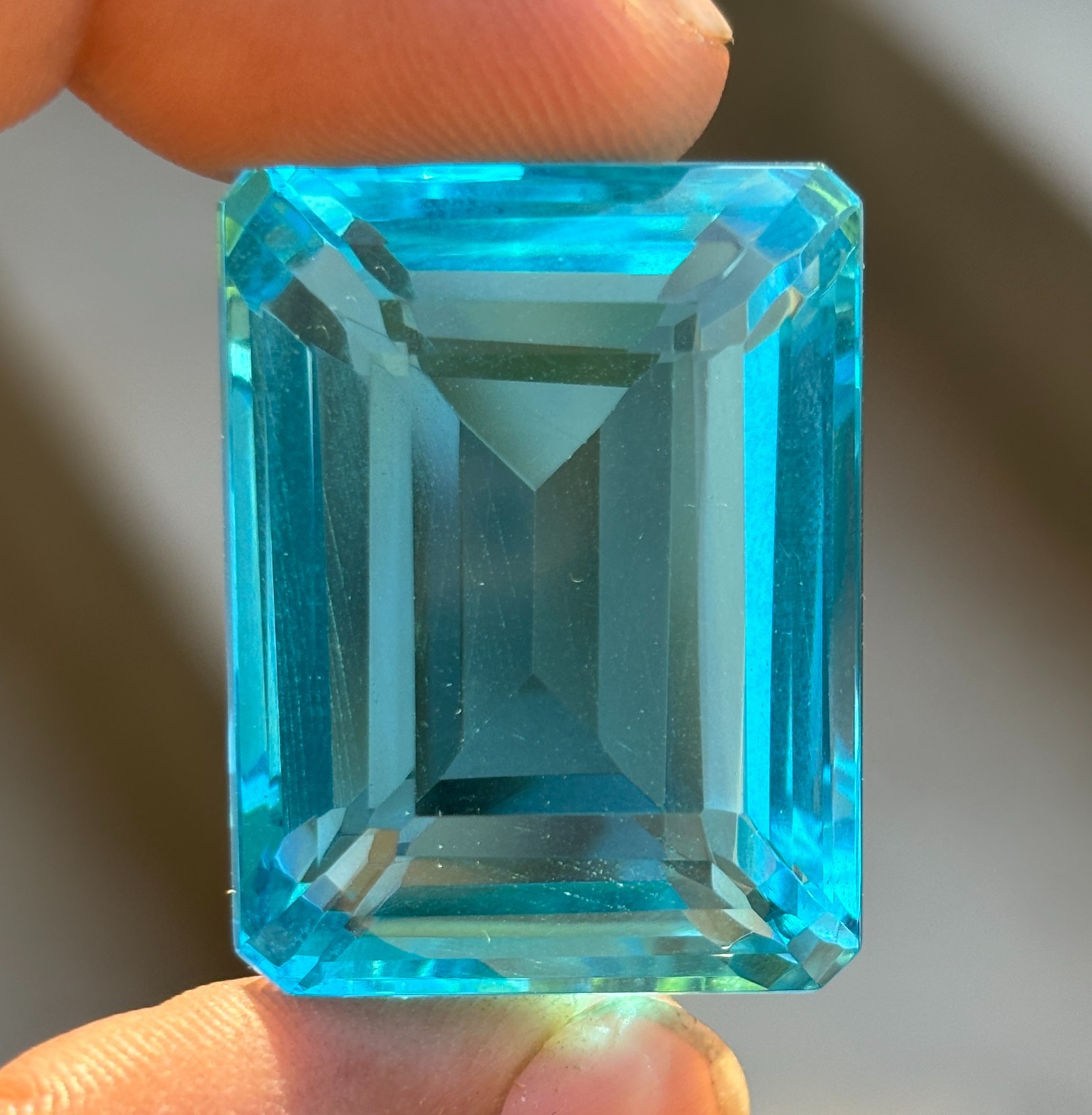 Certified 105 Ct Natural Emerald Cut Sky Blue Aquamarine Loose Gemstone BEST