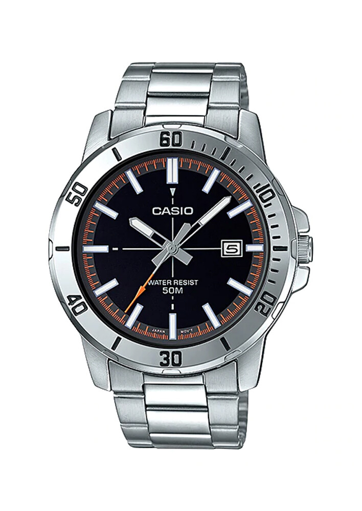 Casio MTP-VD01D-1E2V Men’s Enticer Stainless Steel Black Dial Casual Sport Watch