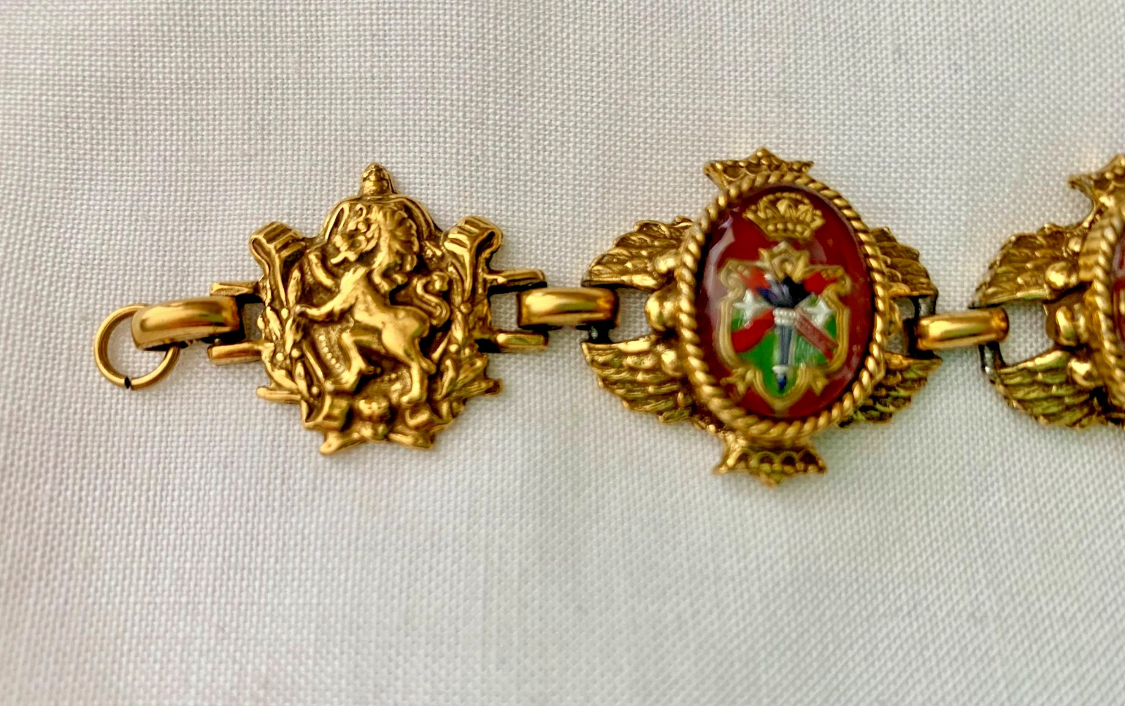 Coat of Arms Enamel Bracelet and Earrings – Heraldic Lion Passant – High Quality
