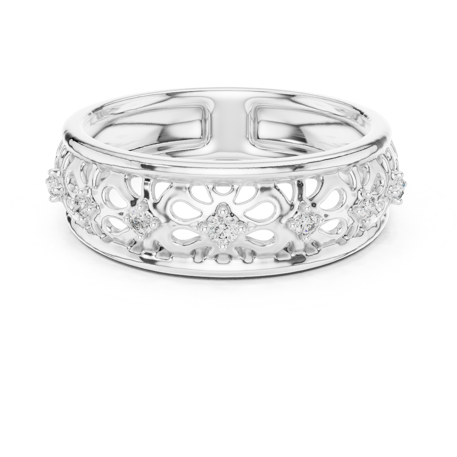 Natural Certified Diamond Half Eternity Lovely Engagement Ring 14k Gold Over