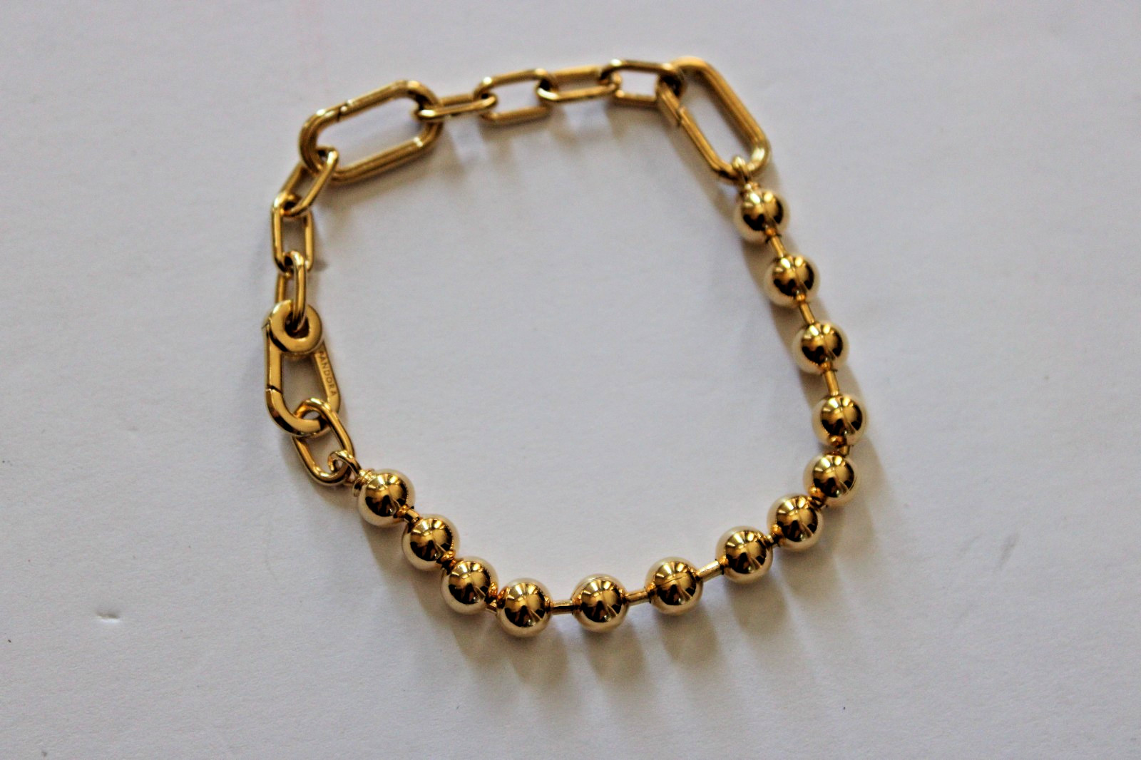 Pandora ME Metal Bead & Link Chain Bracelet 14k gold plating
