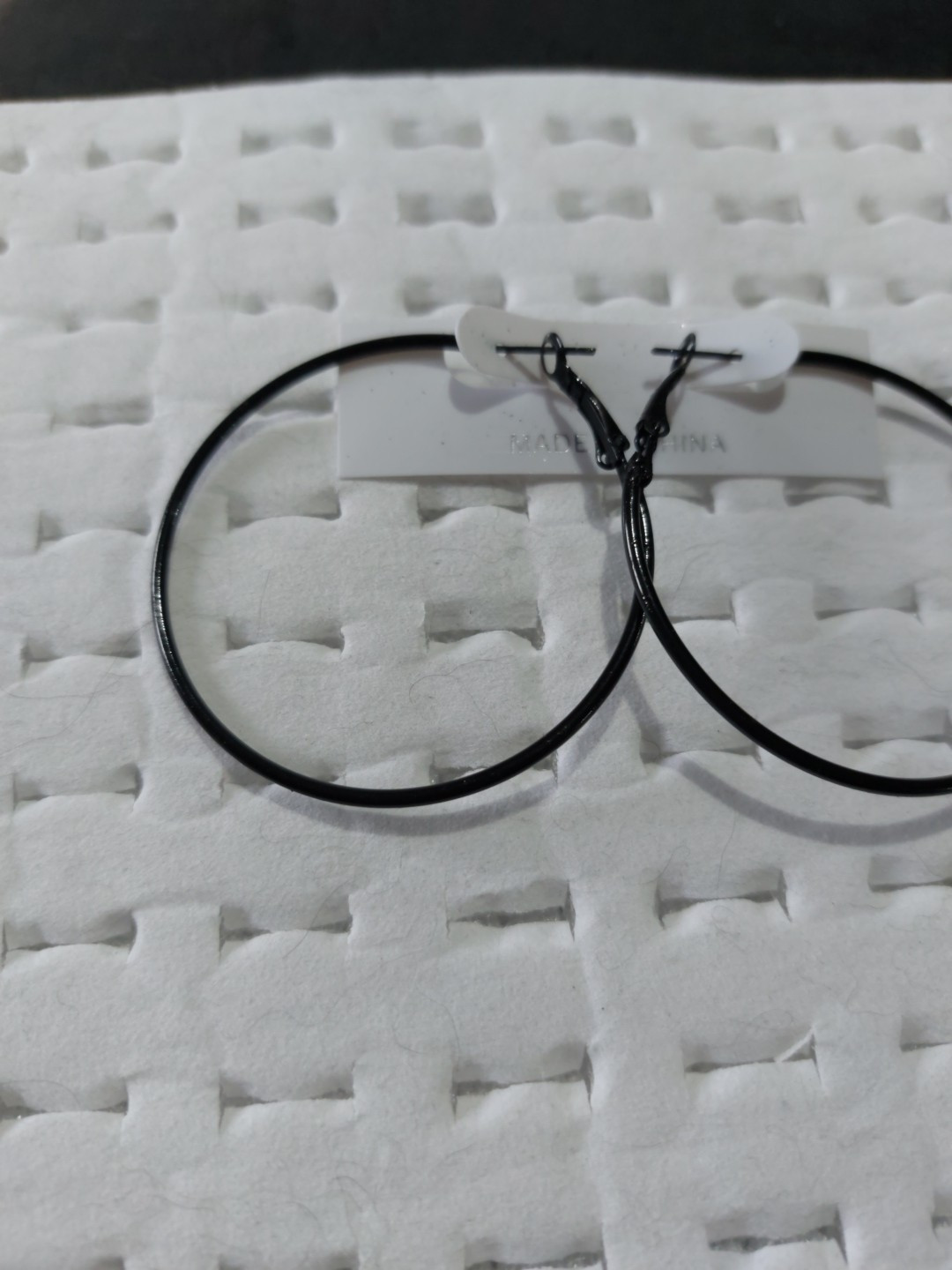 Black Colour Hoop Earrings 5cm (D35) New