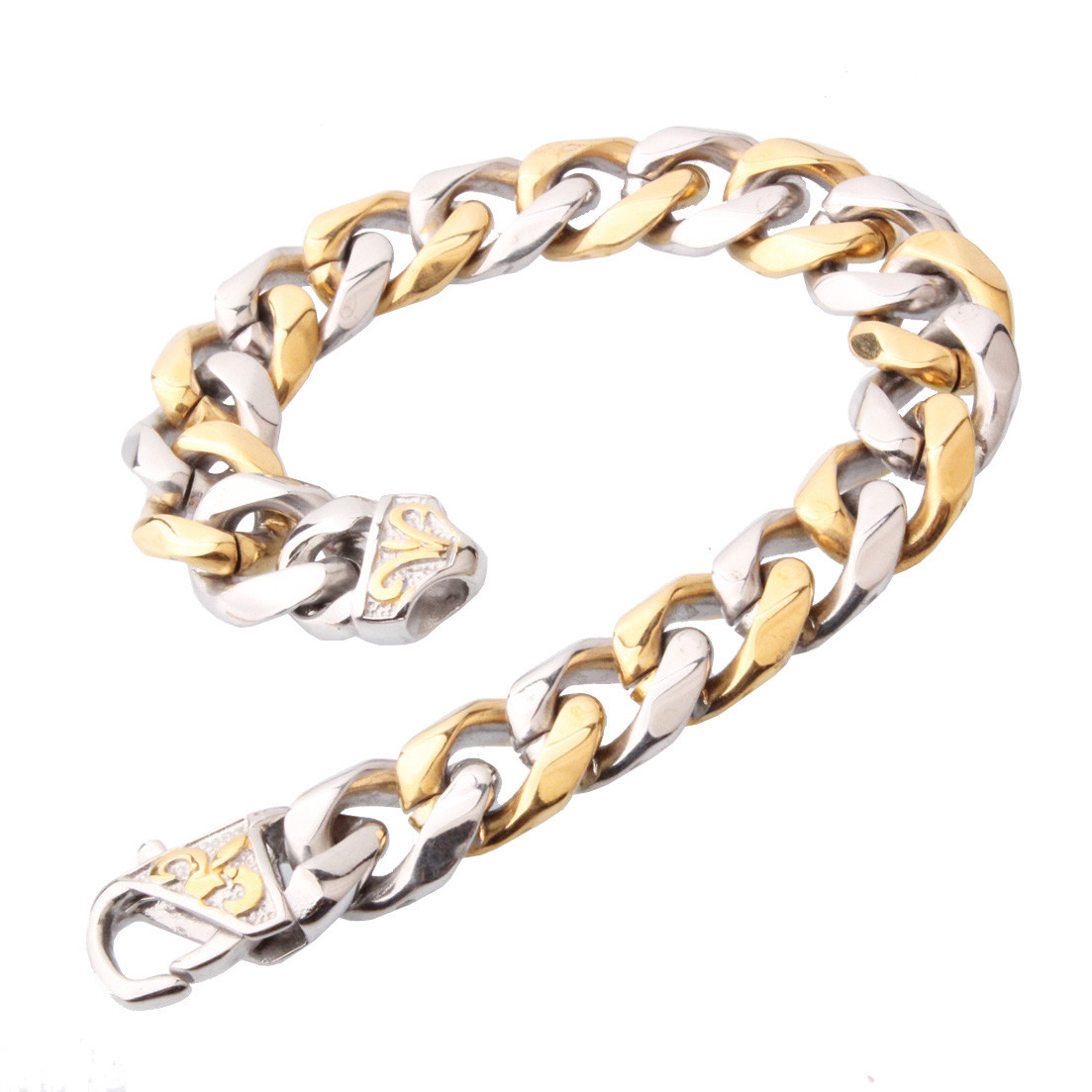 Heavy 12mm 15mm Mens Stainless Steel Silver Gold Black Curb Cuban Chain Bracelet