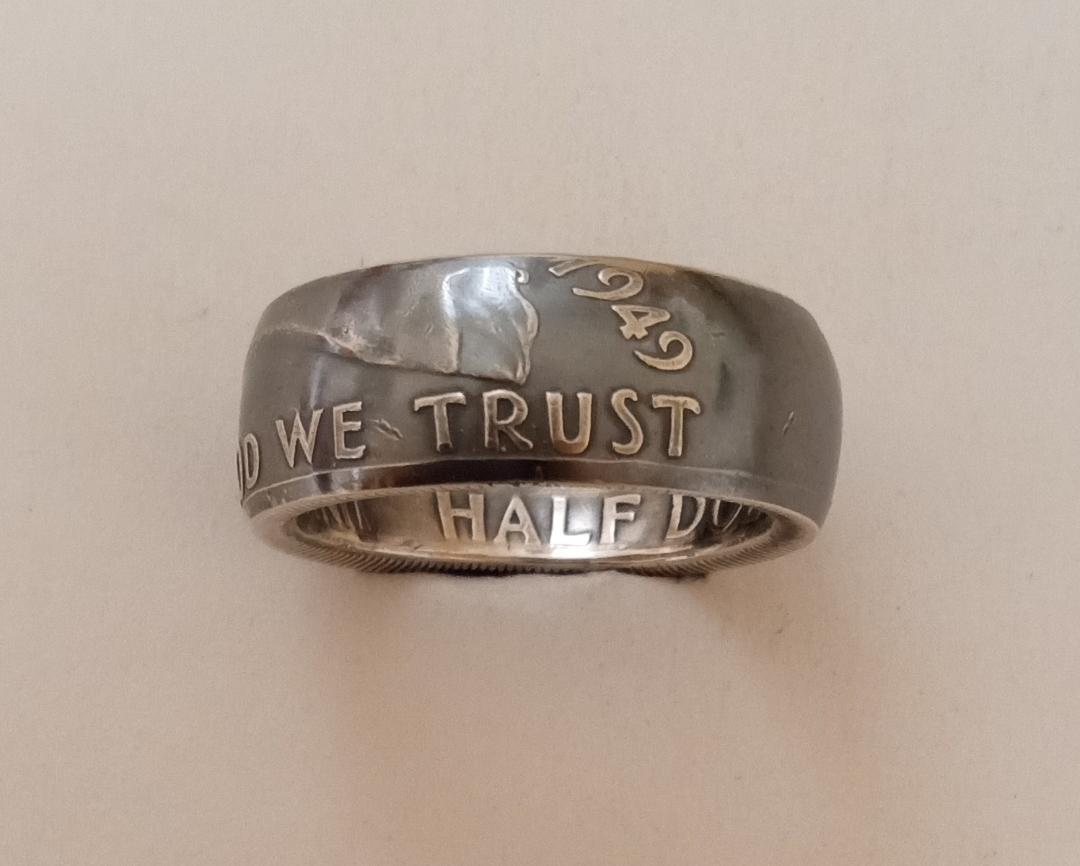 FRANKLIN HALF DOLLAR COIN RING. 90% SILVER. SIZES 9 TO 14. 1948 TO 1963