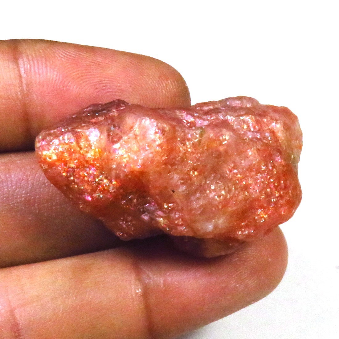 Rainbow Orange Sunstone Rough 38x21mm 79cts Natural Sunstone Rough Gems SR-399