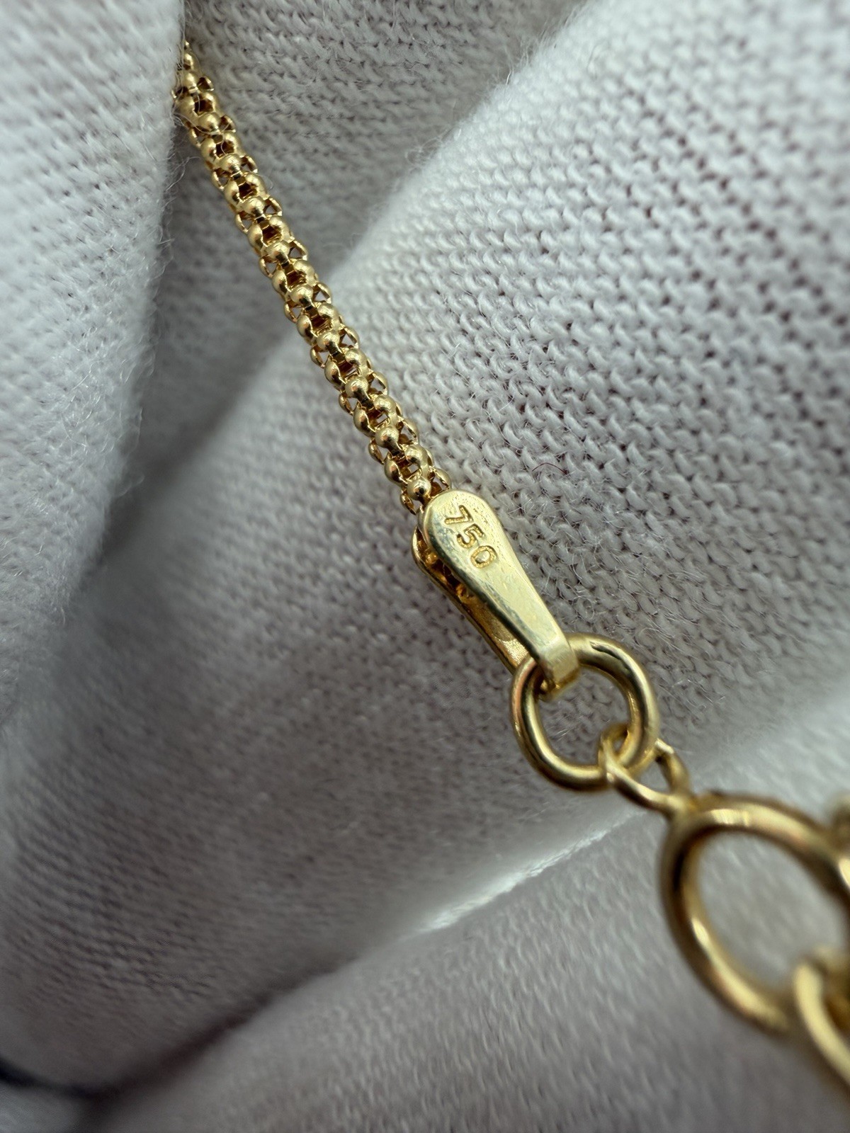 18k Solid Gold Popcorn Chain Necklace 16inches Fine Jewelry 750 stamped