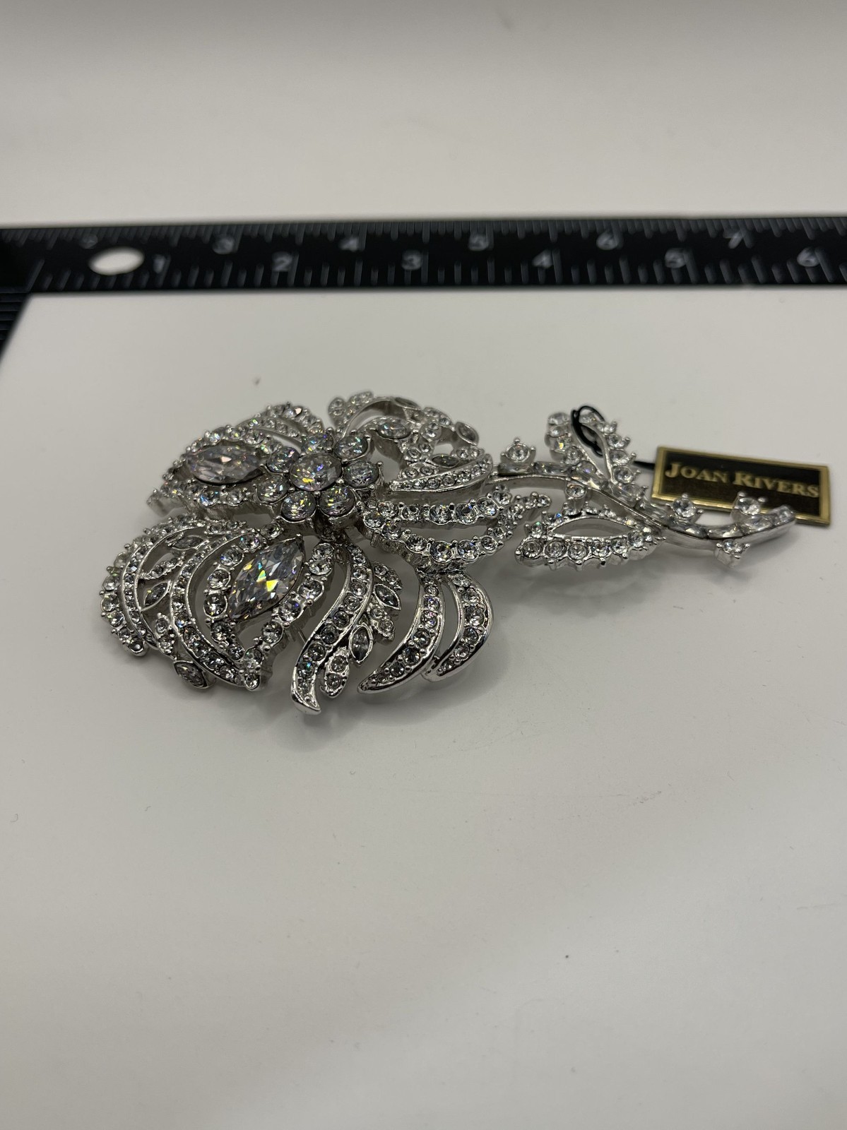 Joan Rivers Private Collection Crystal Flower Brooch Pin Removable Stem