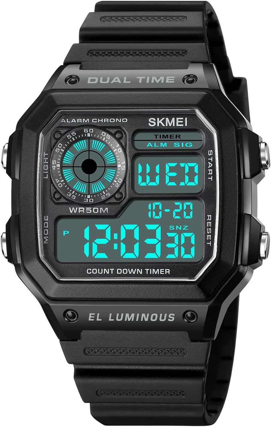 Reloj Para Hombre Skmei Resistente Al Agua Acero Inoxidable Hora Mundial Negro