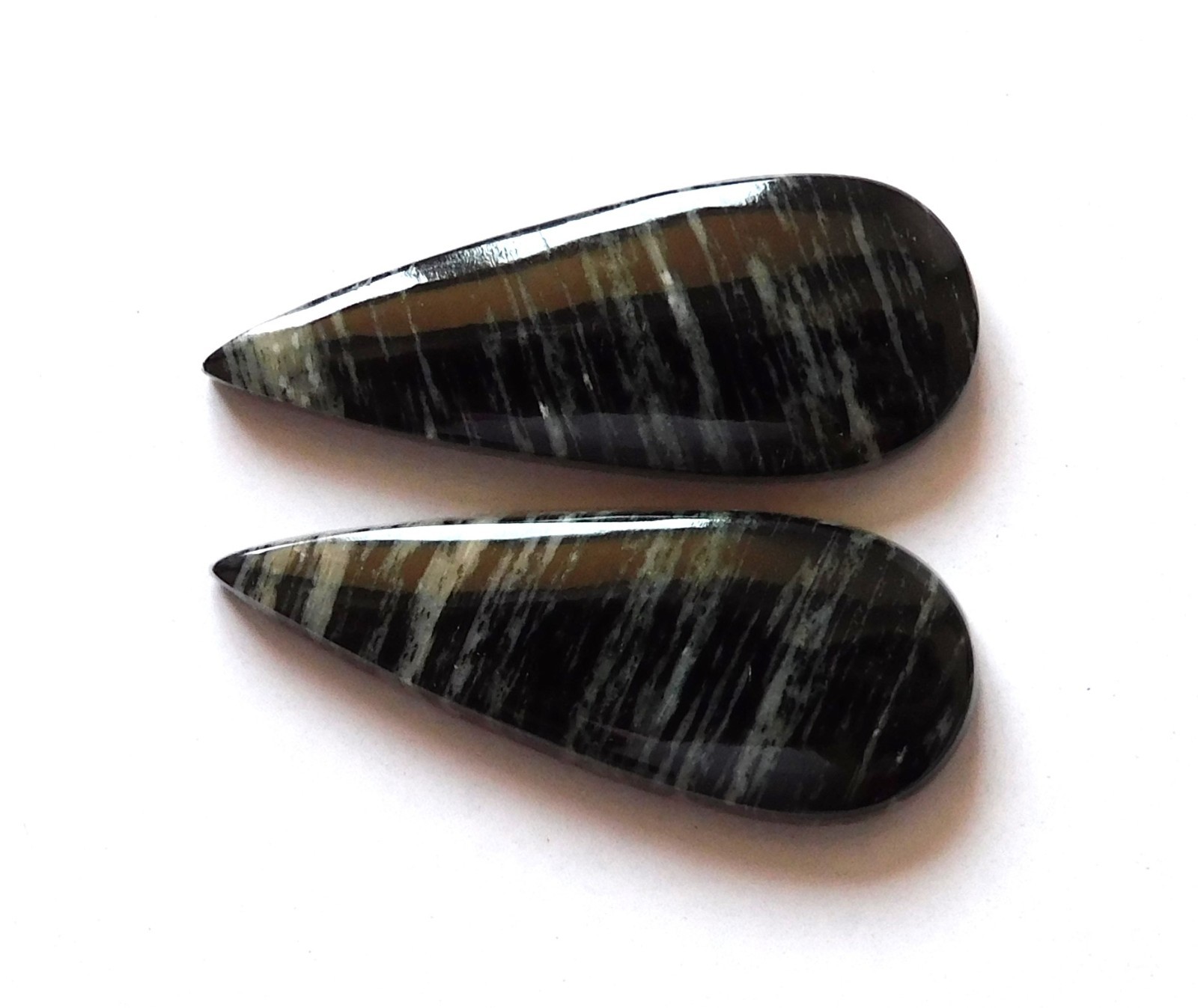 24.95Cts Natural Silver Leaf Jasper(29.8mmx11.9mm each)Cabochon Match Pair YE30