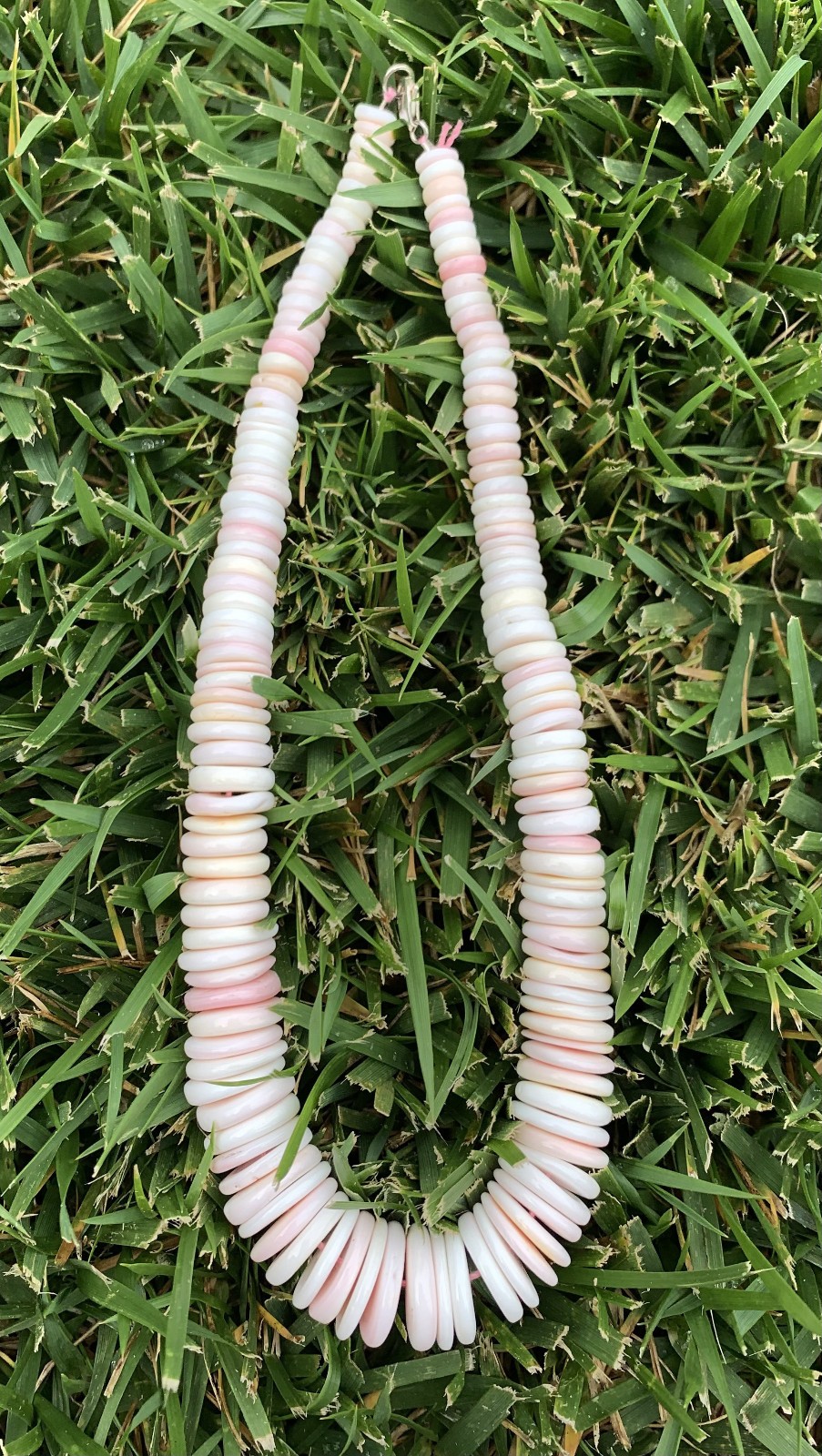 Pink, Peach, Cream and White Conch Large Beaded Shell Necklace, Just Made