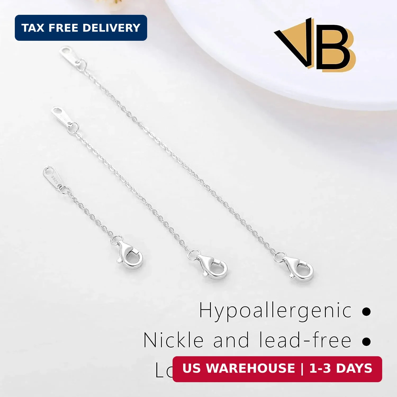 Sterling Silver Necklace Extenders Set – 3 Sizes for Perfect Fit