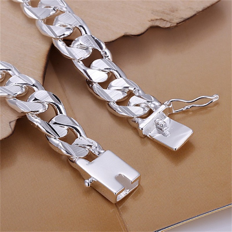 Pulsera De Plata De Ley 925 Para Hombre Y Mujer Brazalete Joyería De Cadena Fina