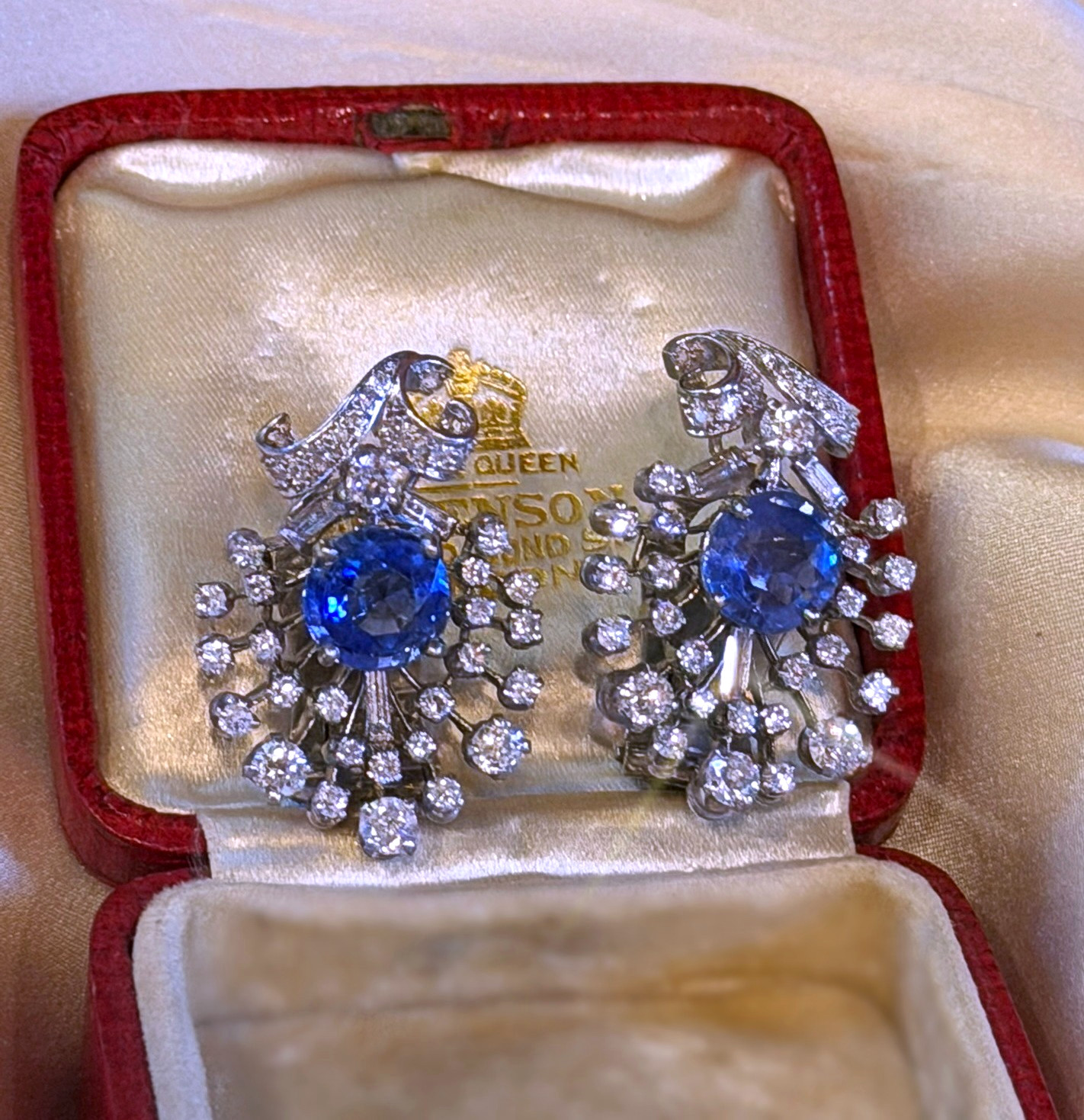 GIA Sapphire Burma No Heat Diamond Platinum Vintage Earrings VS Fine 7.57 Carats