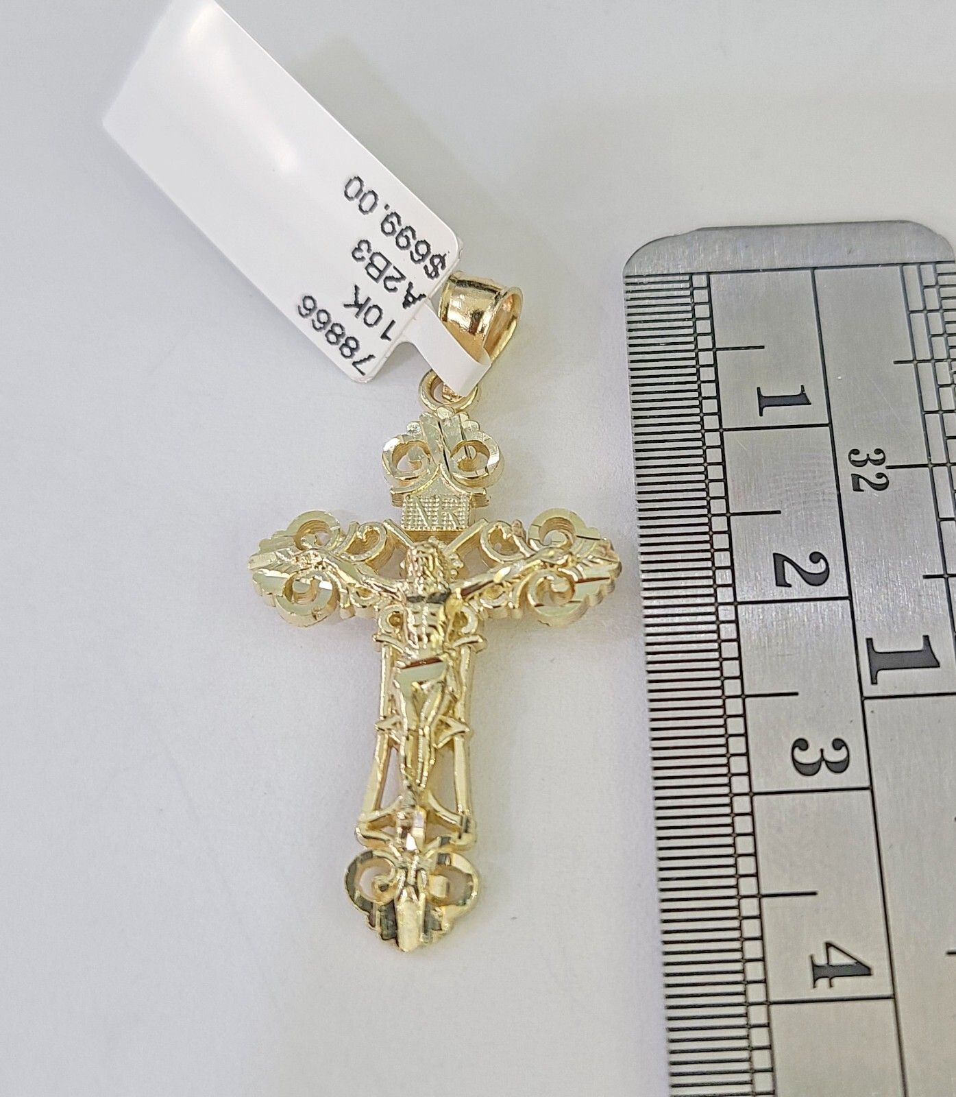 Real 10k 3mm Rope Chain Jesus Cross Pendant Charm 18″ 20″ 22″ 24″ 26″ Set Yellow