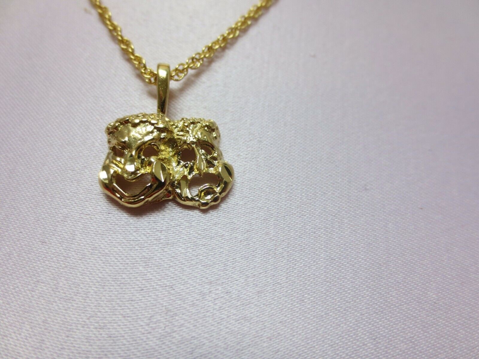 14 KT GOLD EP COMEDY TRAGEDY MASKS & 18″ ROPE CHAIN SET- 2223,