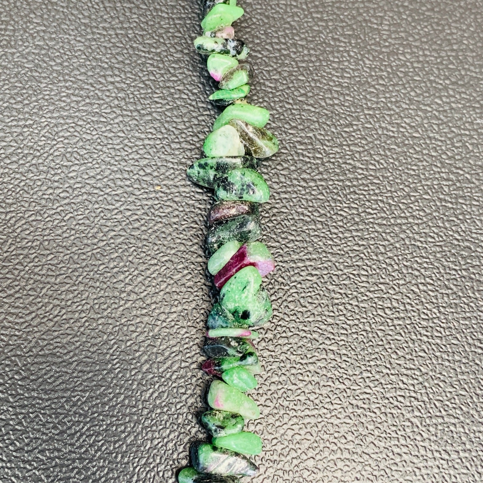 Natural Ruby Zoisite Long Gemstone Necklace | 32” Green Stone Strand