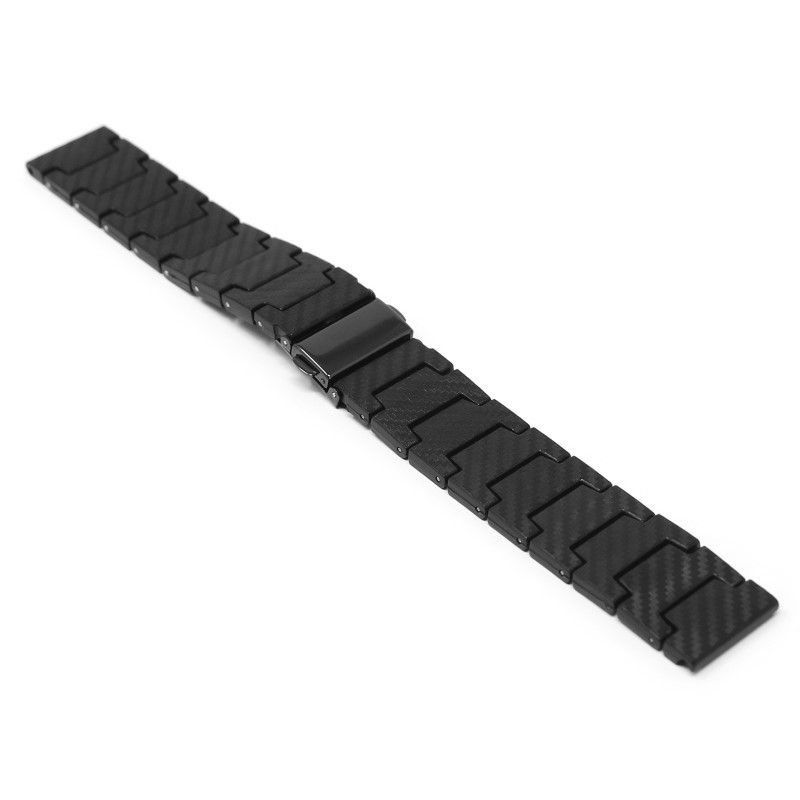 StrapsCo Black Composite Carbon Fiber Style Watch Band Quick Release 20mm 22mm