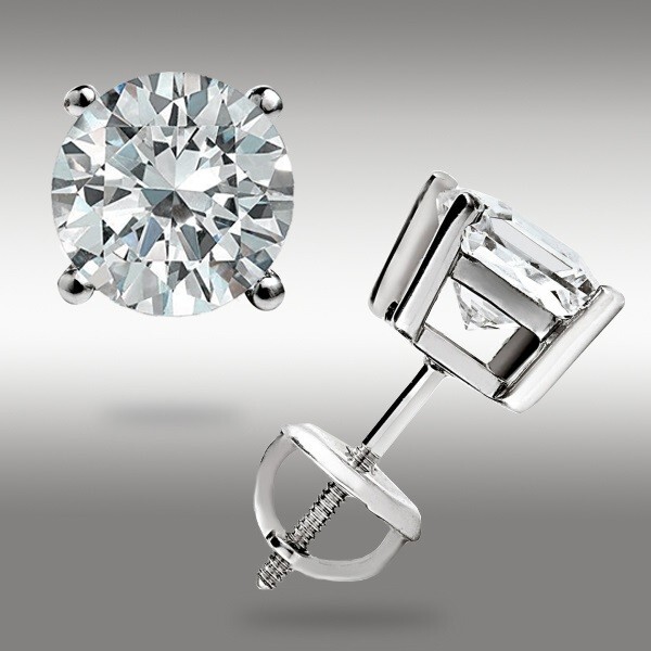 2.0Ct Brilliant Round cut GRA Certified Moissanite Stud Earrings 14K White Gold