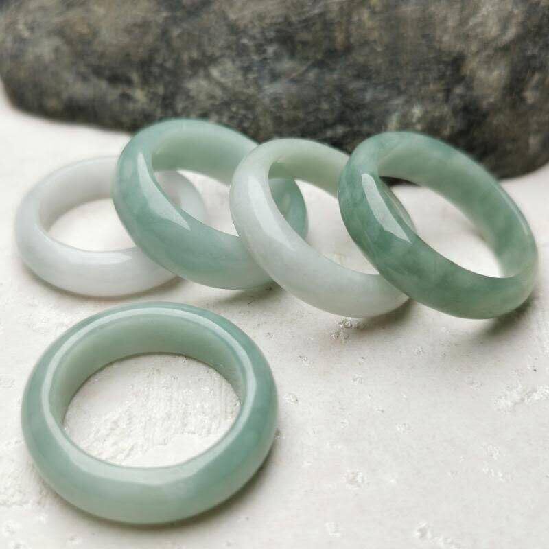 Natural A Grade Jade Band Burma Jade Ring for Women Men, Myanmar Jadeite Jewelry