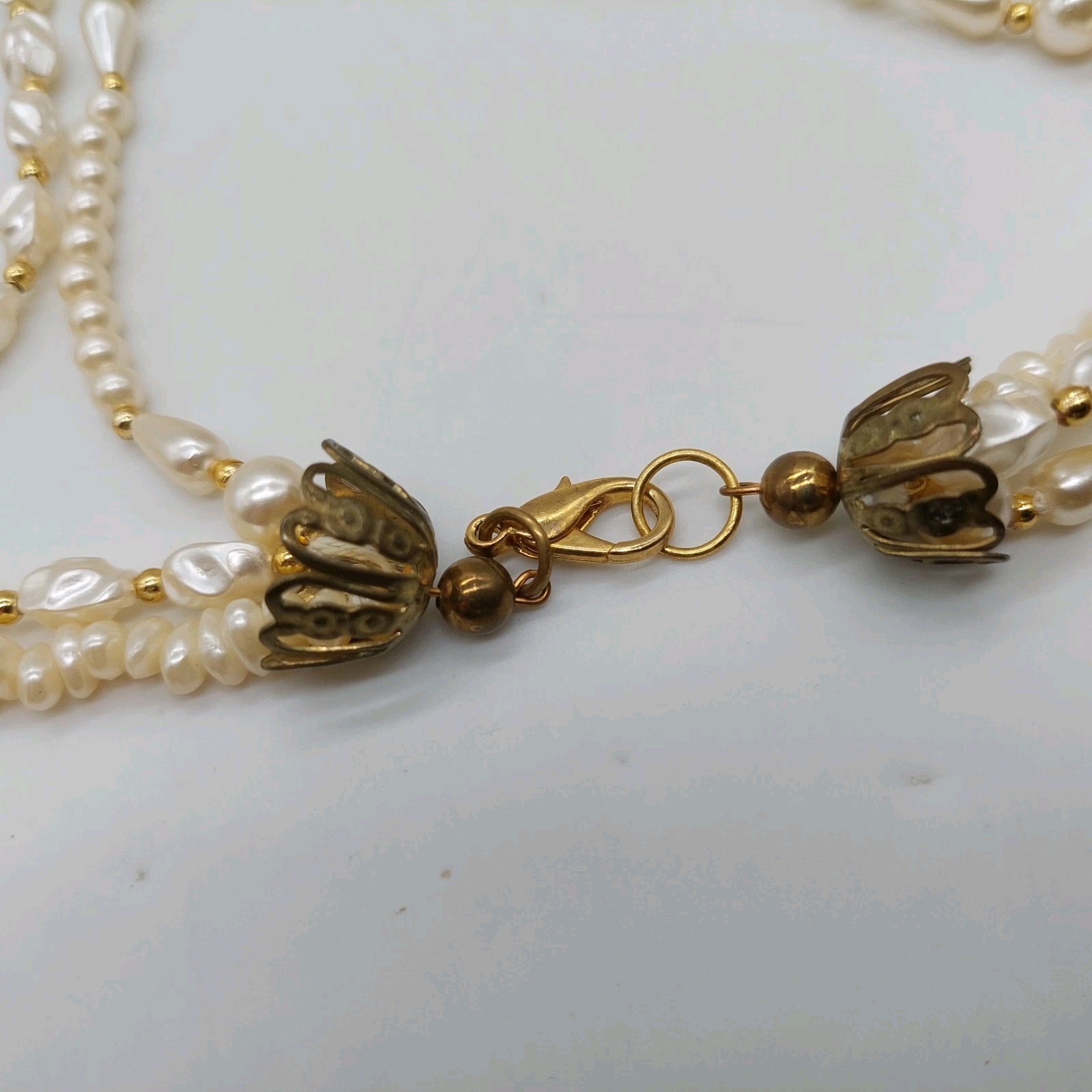 Multi Strand Necklace Various Shaped White Beads Vintage