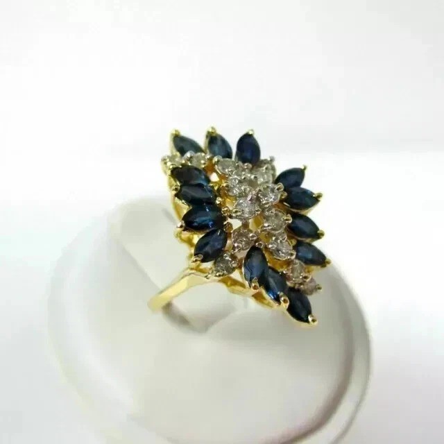 2Ct Marquise Lab-Created Sapphire Cluster Engagement Ring 14K Yellow Gold Plated