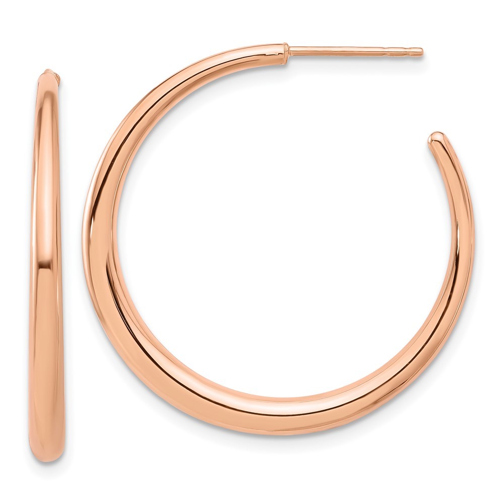 14K Rose Gold Polished Hoop Post Earrings L-32.1 mm, W-32.2 mm, 2.33 gram