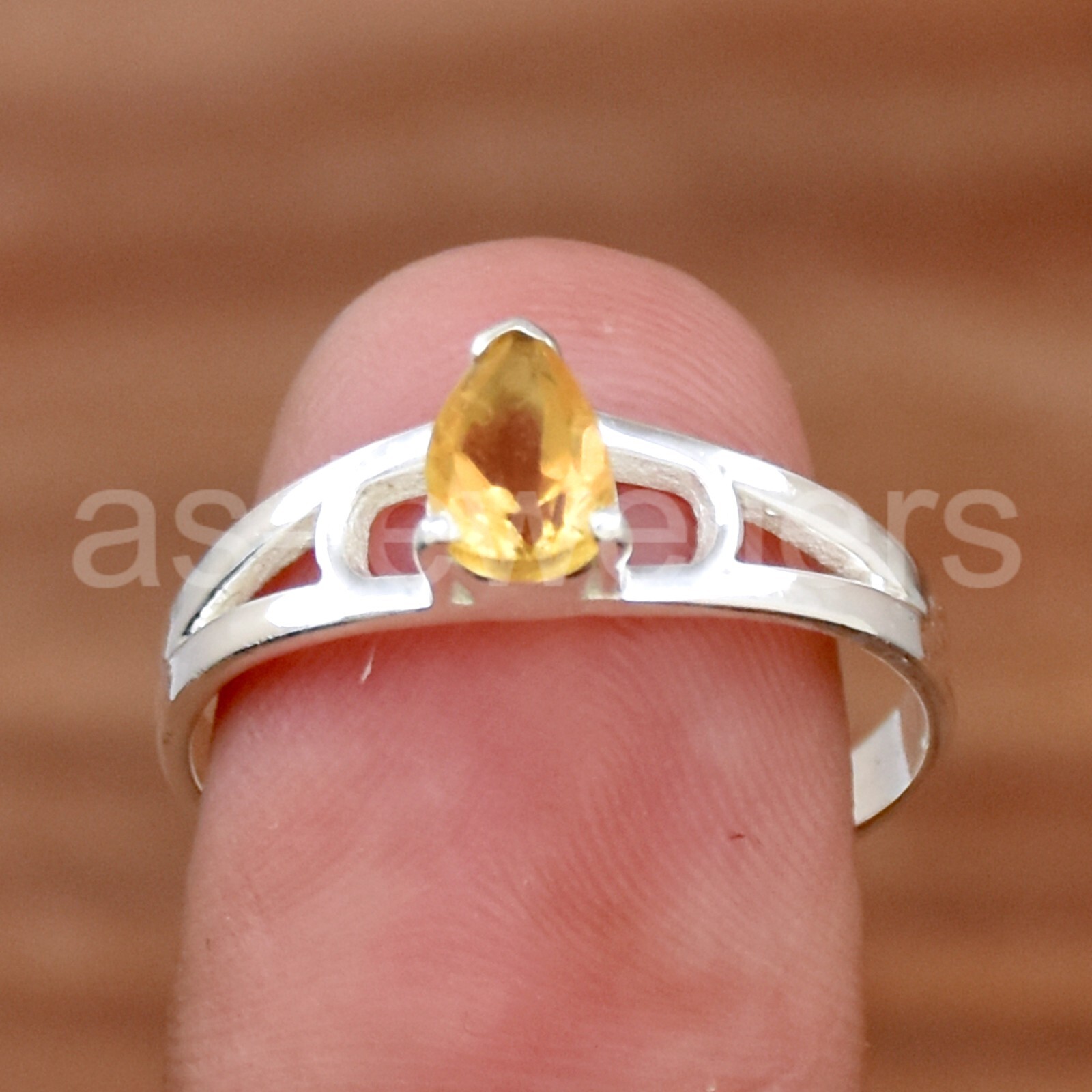 925 Sterling Silver, Yellow Gemstone Ring, Oval Shape Citrine Ring, Dainty Ring