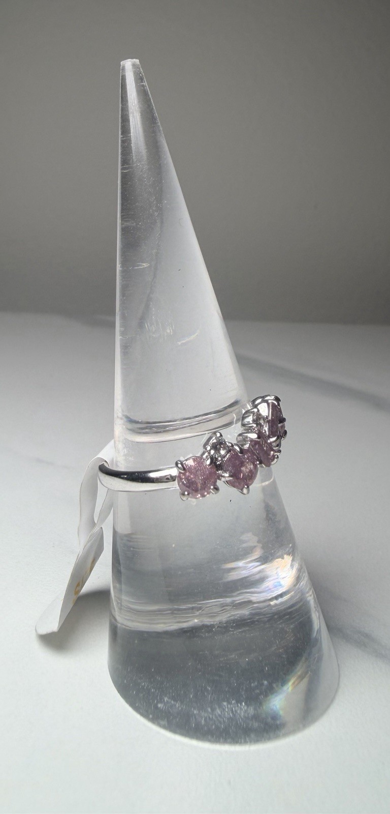 Bomb Party Lab-Created Light Plum Ice Crystal Rhodium Plating Ring 7