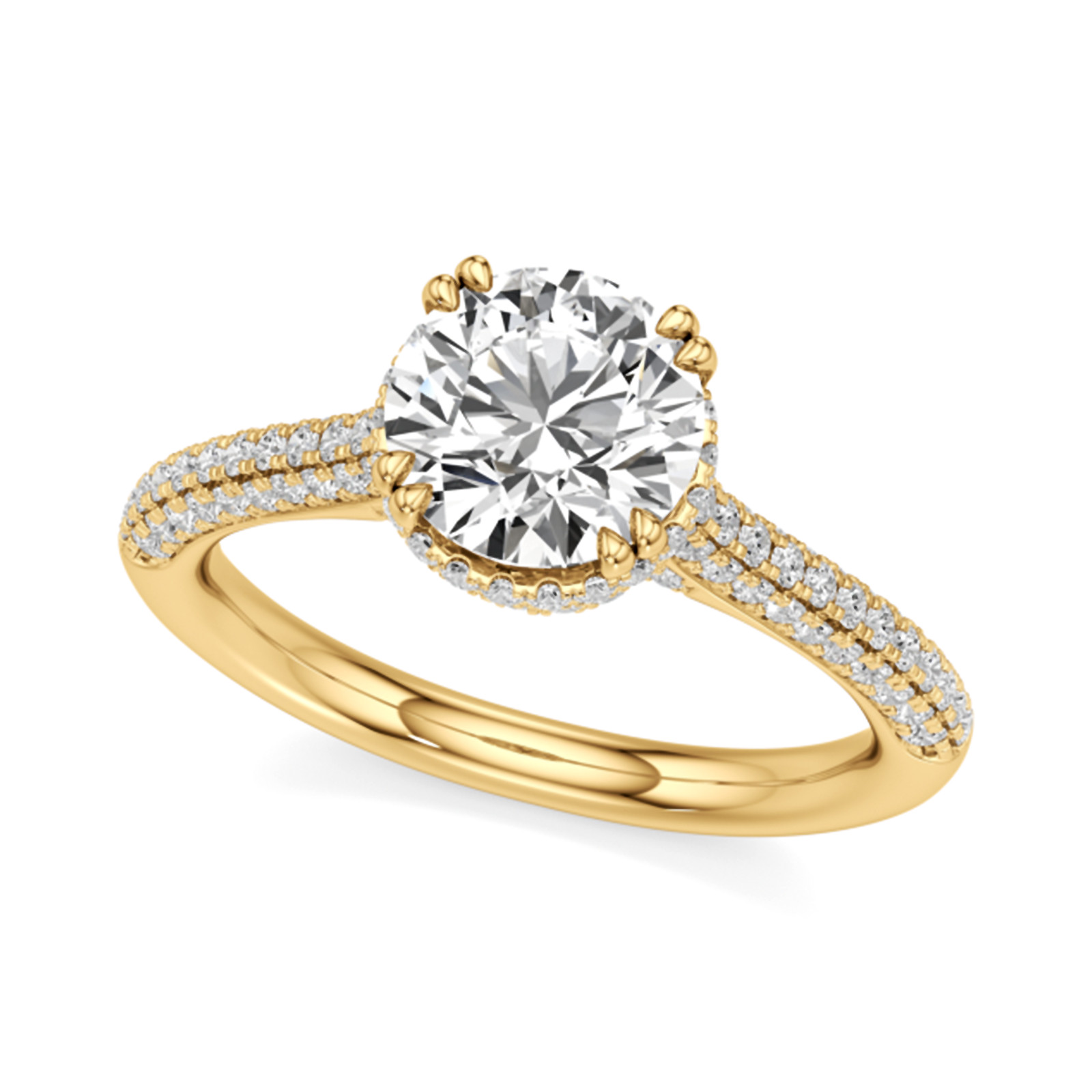 Diamond Engagement Ring 2.75 Ct Lab Grown E F VVS 14K Yellow Gold IGI Round Cut