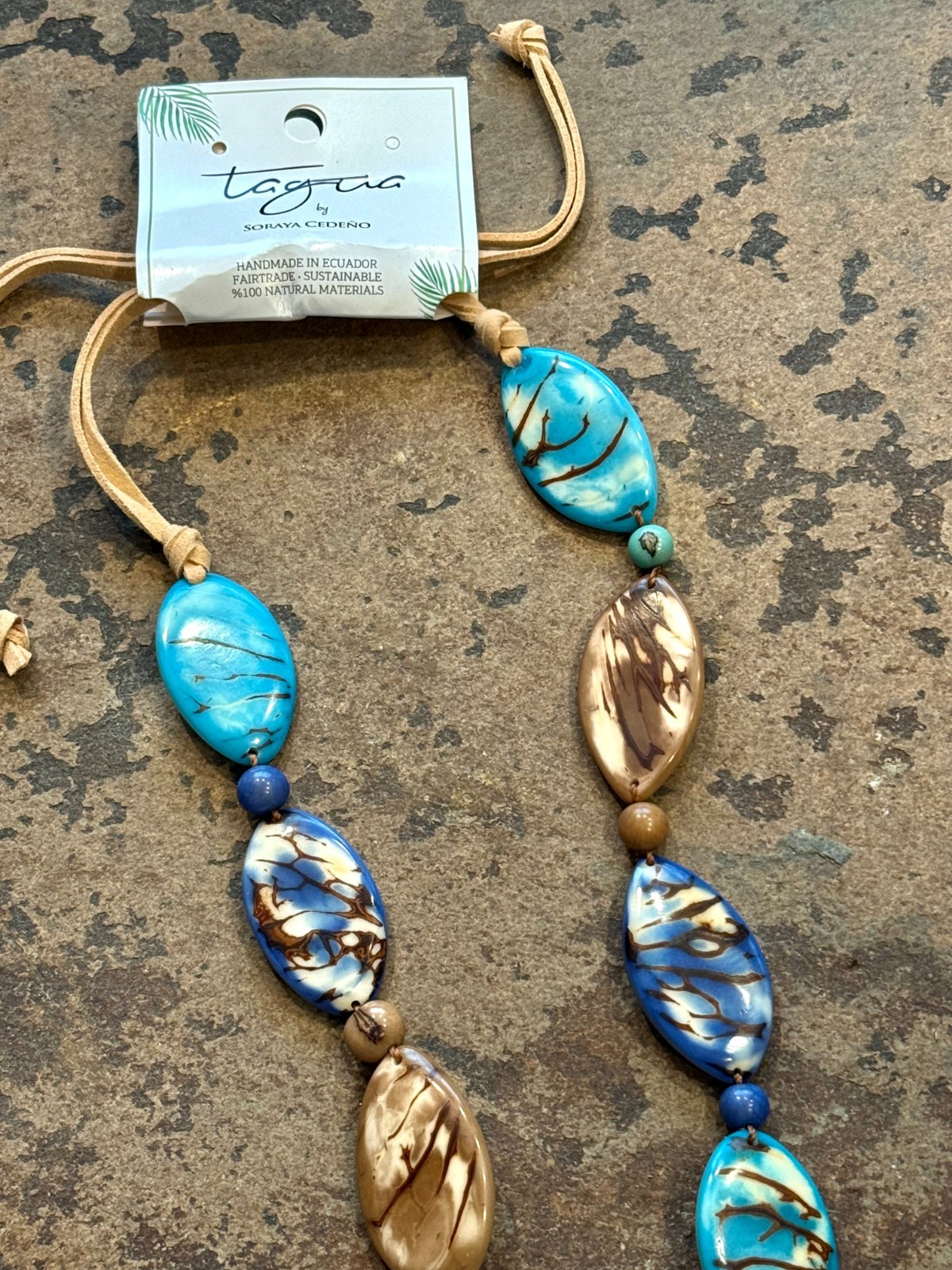 TAGUA NUT “GRANADA” NECKLACE ORGANIC ARTISAN HANDMADE BOHO STATEMENT JEWELRY NEW