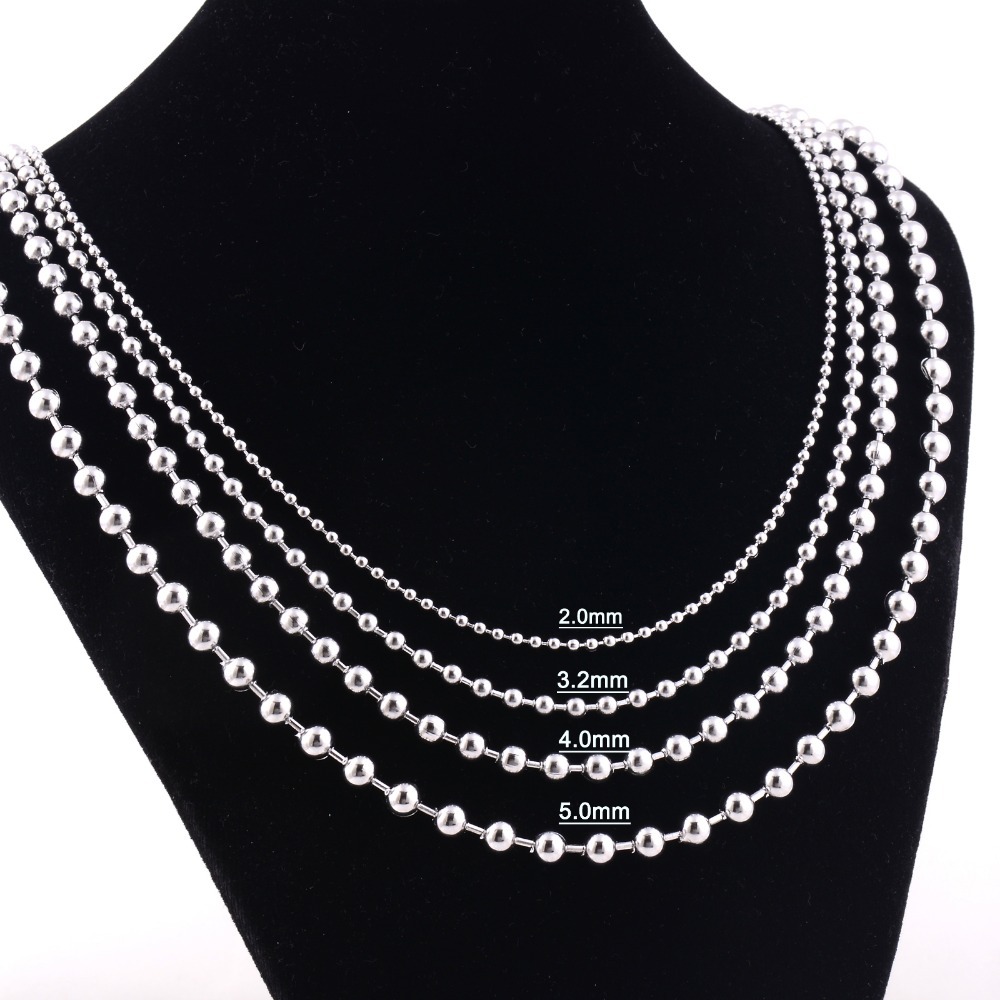 Stainless Steel 30 Inch 4mm Ball Link Neck Chain Necklace