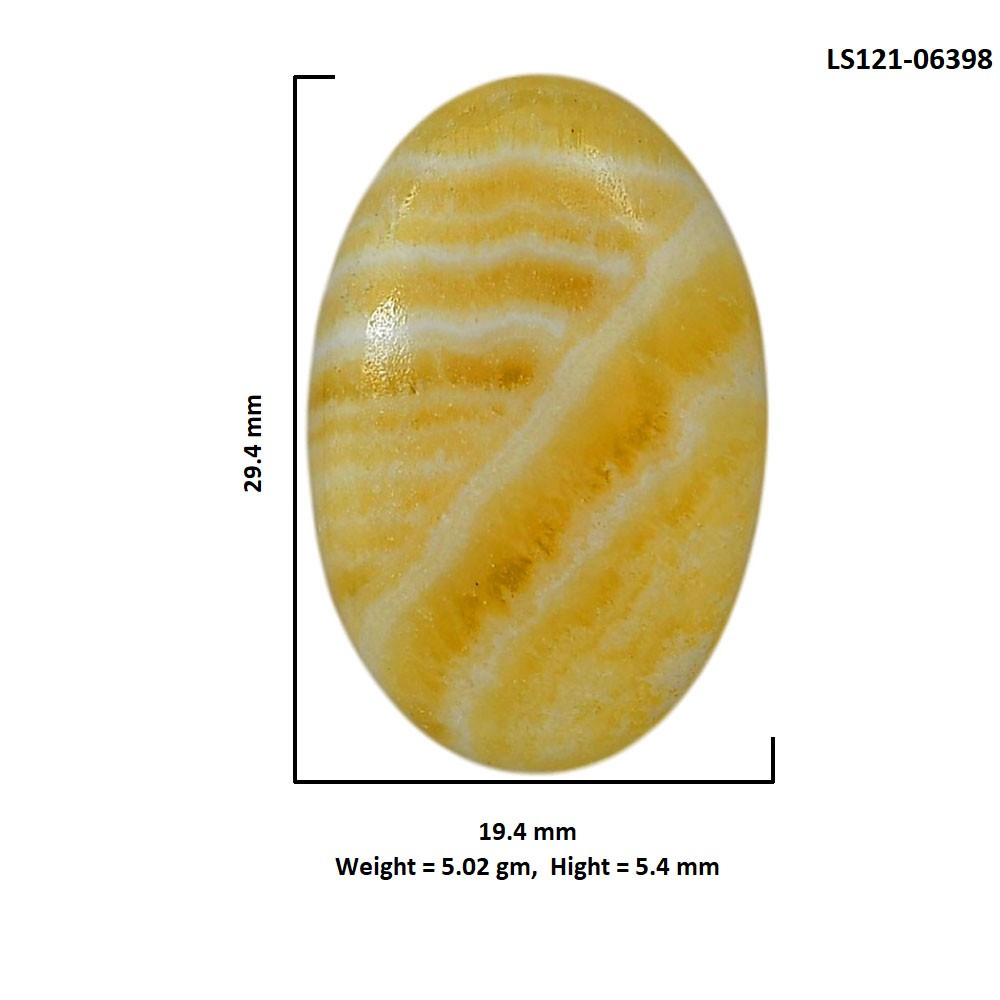 Yellow Aragonite 19.4×29.4×5.4 mm Oval Shape Polished Gemstone LS121-06398