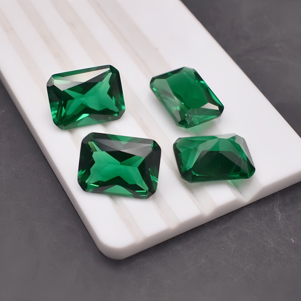 Rectangle Faceted Emerald Radiant Cut Rich Green Emerald Gem Multiple Sizes