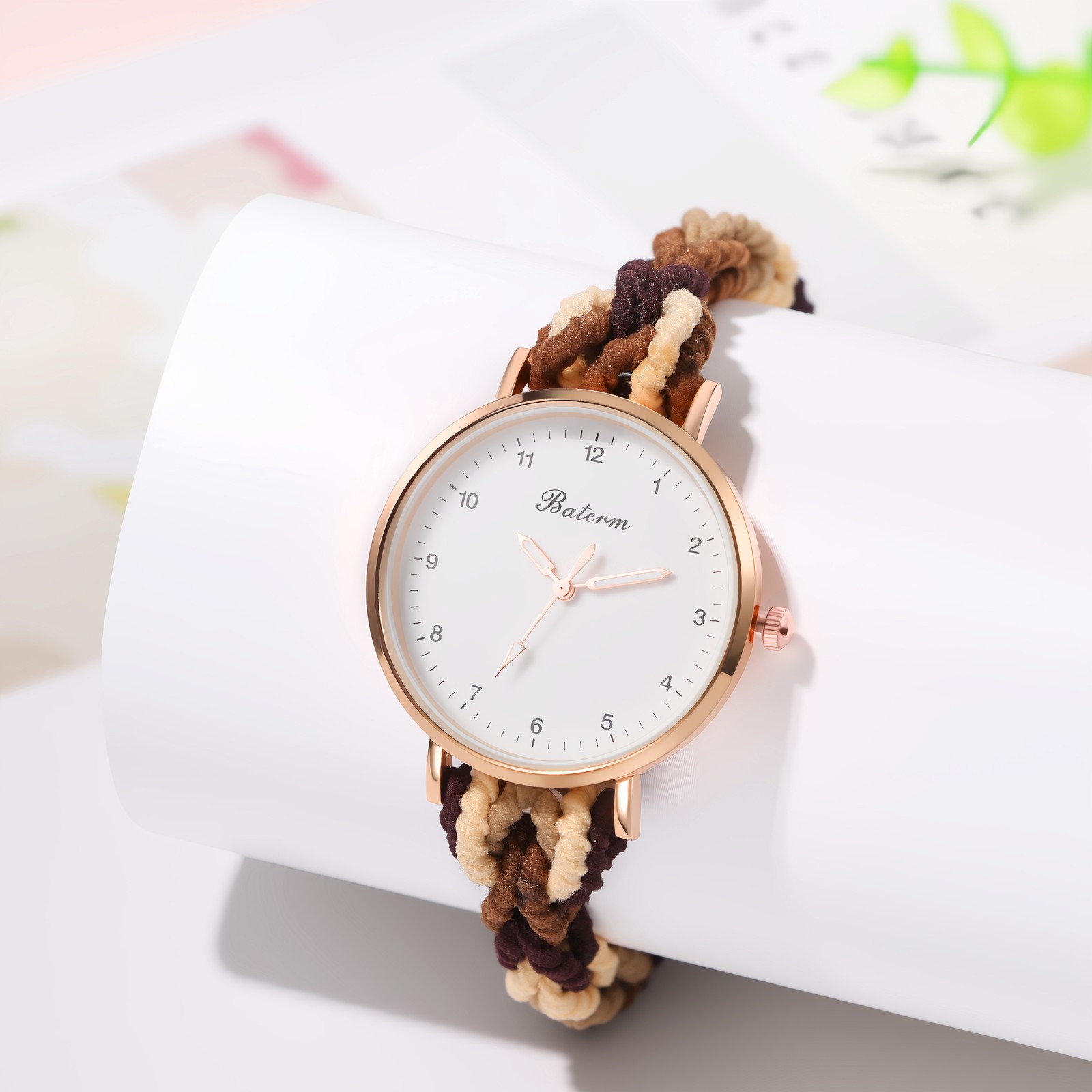 Women’s Girls Stretch Band Watches Elastic Weave Rope Analog Quartz Wrist Watch