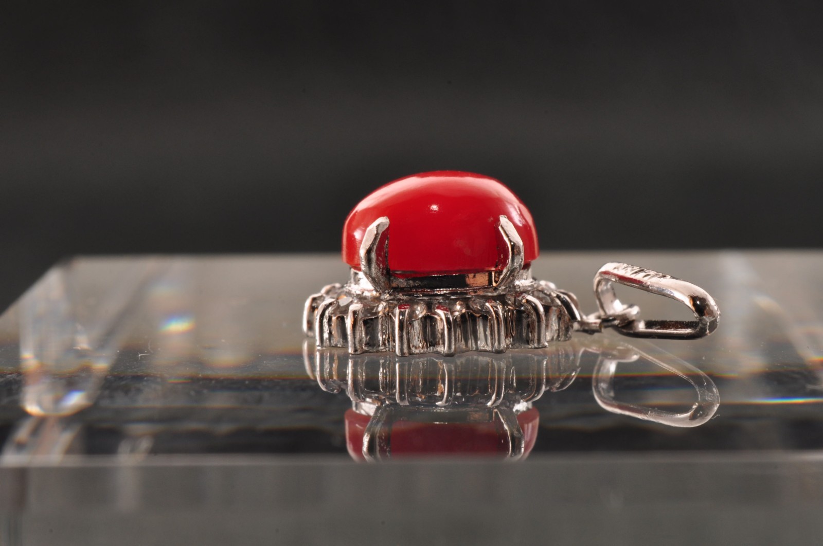 Certification oxblood coral pendant top 925 silver (11mm (0.43in) total 4.0ct).