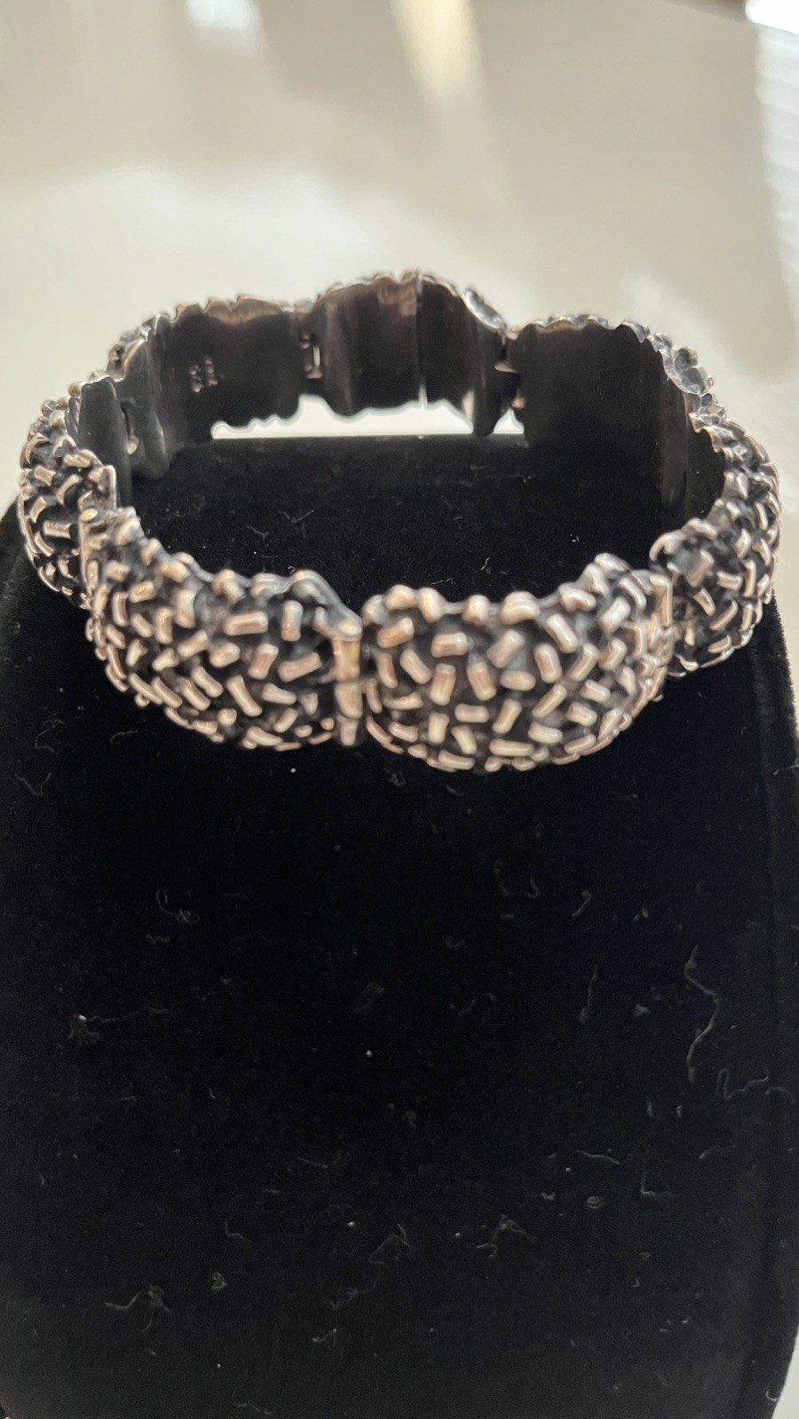 Vintage Zina B Hills 925 Silver Puffy Panel Oxidized Bracelet 7.25 in 78 grams