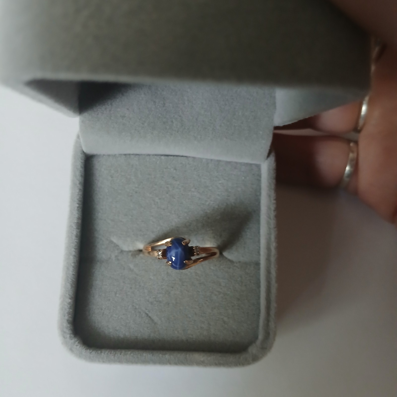 10K Blue Star Sapphire Diamond Ring Size 6.5 #4258