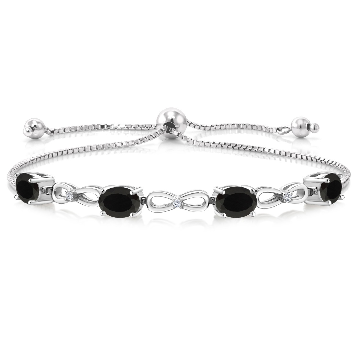 2.82 Cttw Onyx and White Lab Grown Diamond Tennis Bracelet For Women | 925