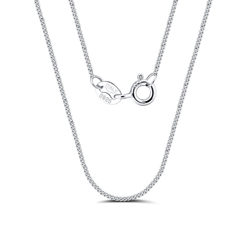Curb Chain Cuba Necklace Pendant Cross Zircon 925 Sterling Silver Lady/Men