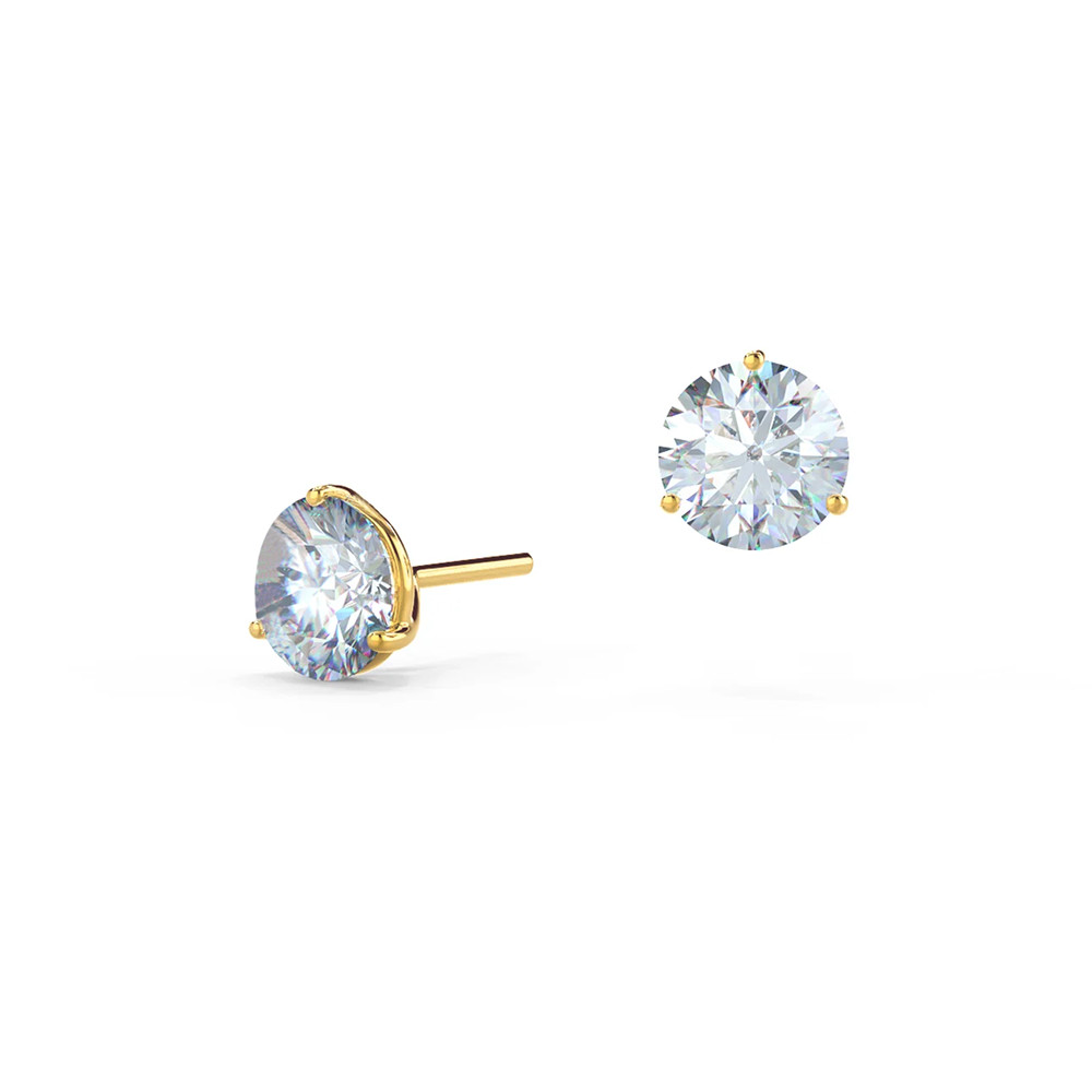 2 Carat IGI GLI HRD Lab Grown Diamond 14k Yellow Gold Round Womens Earrings Stud