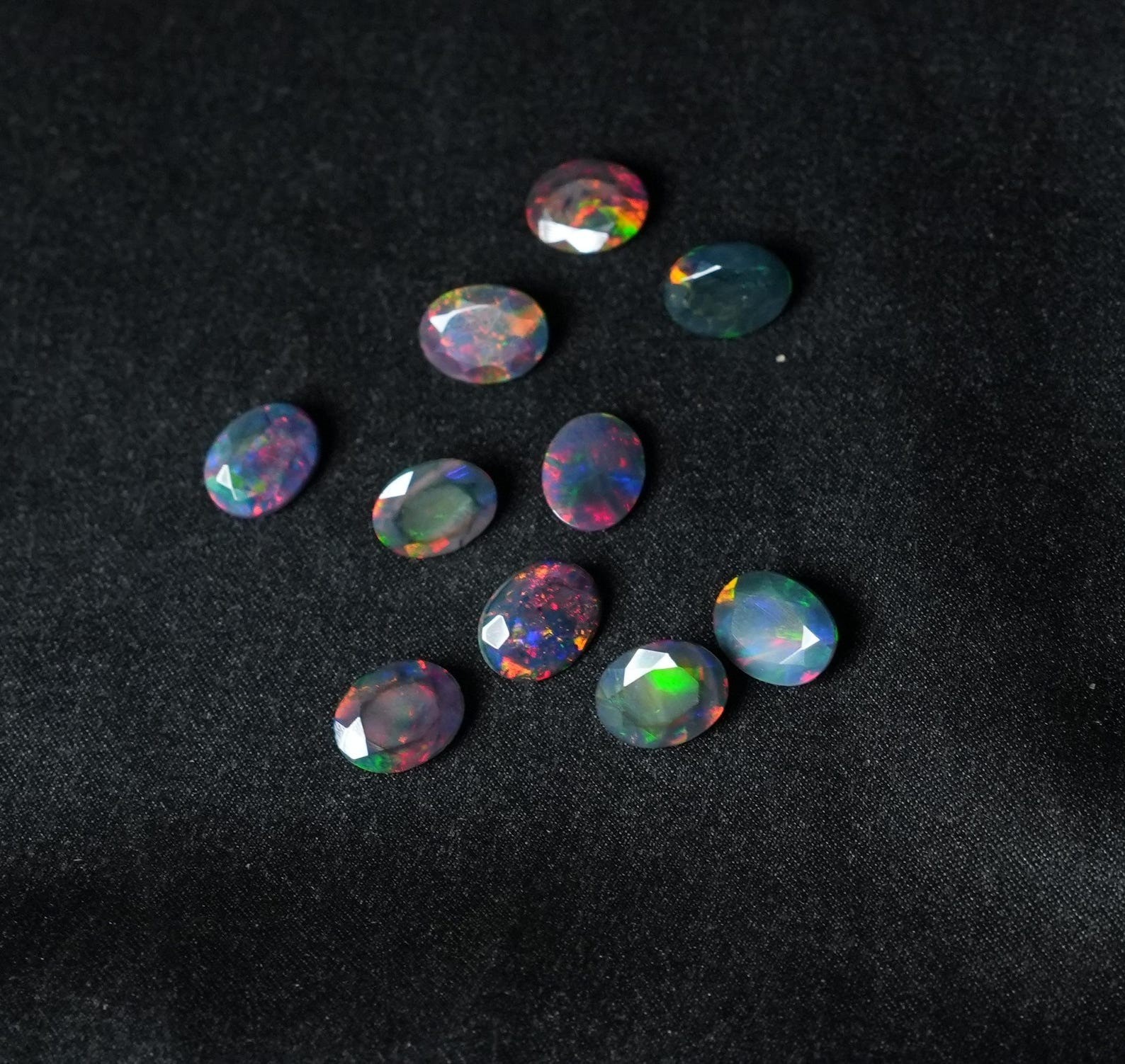 Natural Black Ethopian Opal Oval Faceted Cut 3x5mm To 8x10mm Loose Gemstone