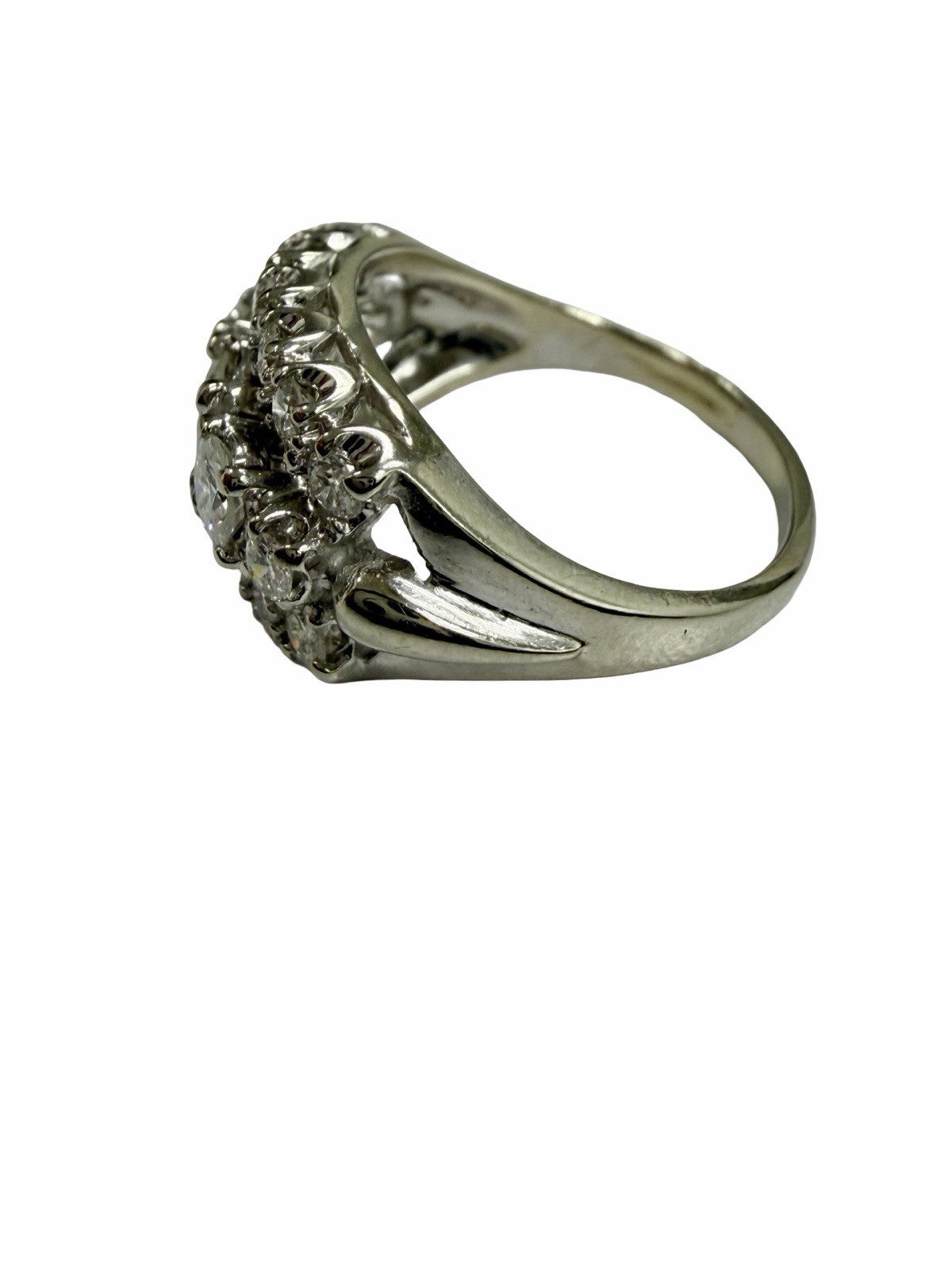 1.50 ctw F/G VS 1950s Estate Multi Row Genuine Diamond Band Ring 14k White Gold