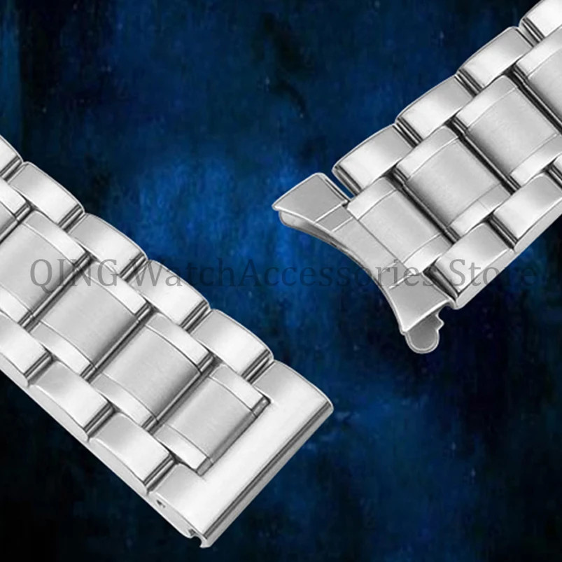 12-24mm Solid Stainless Steel Watch Band Strap Flat Arc End Butterfly Clasp Univ