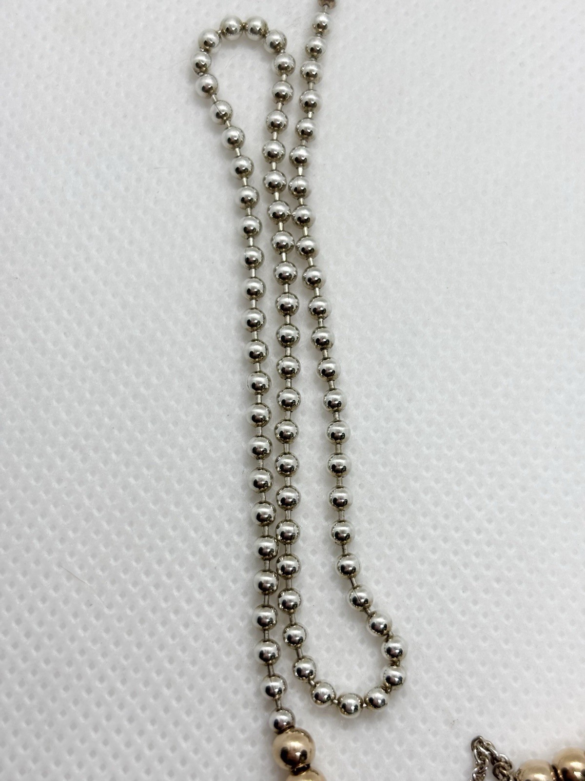 Tiffany & Co Sterling Silver & 18k Gold Mixed Beads Long Necklace 30” 7.69g