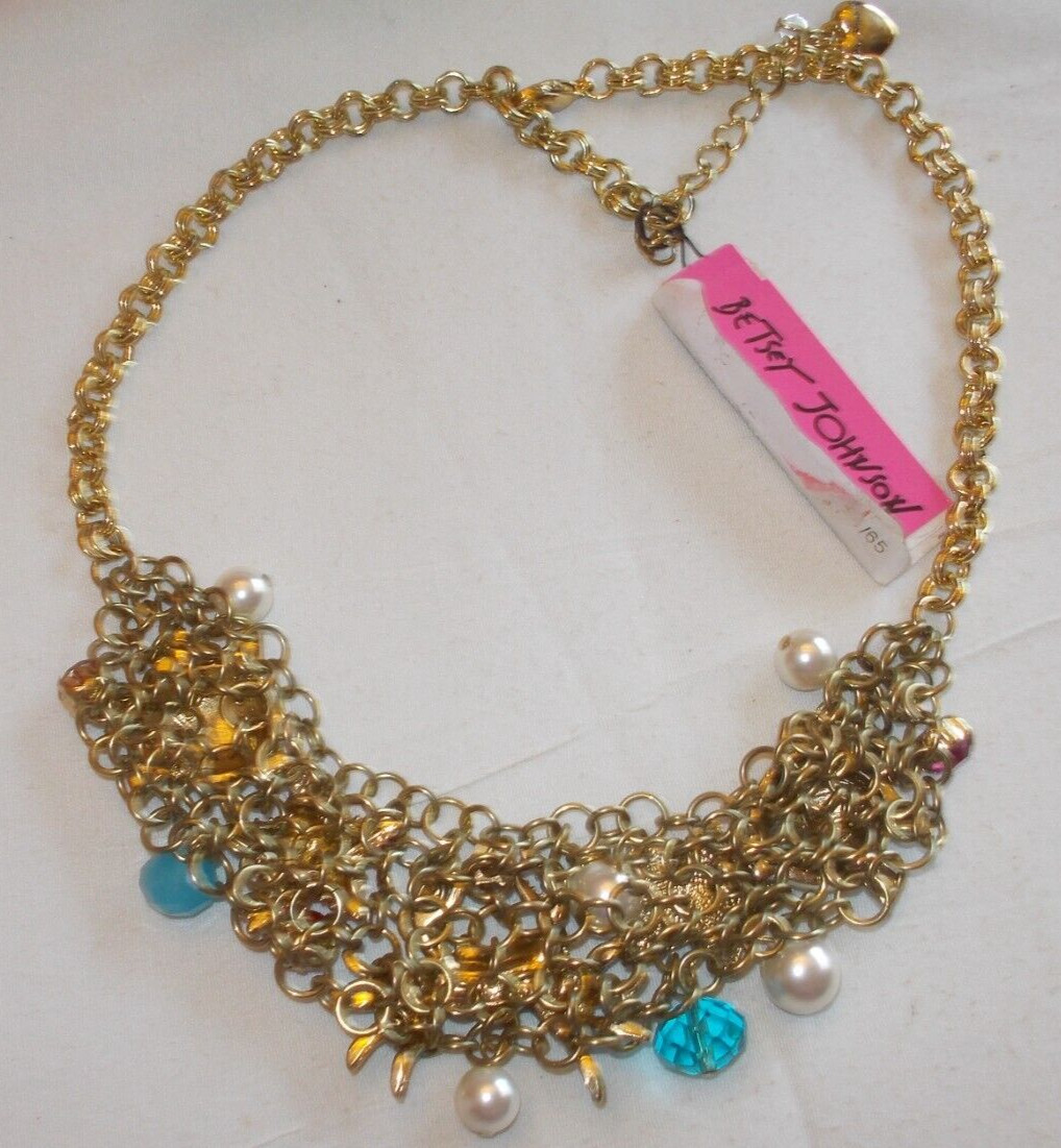 BETSEY JOHNSON LOVELY SEA LIFE CRYSTAL AND ENAMEL MULTICHARM STATEMENT NECKLACE